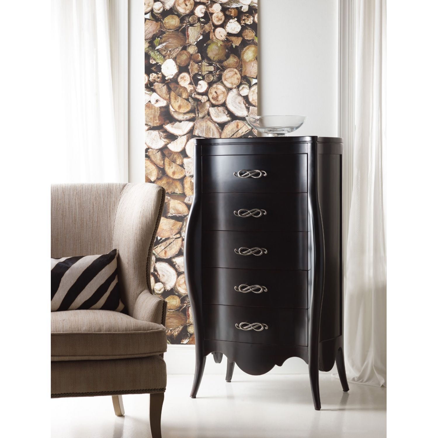 5 Drawer Tall Bombe Chest (Melange Collection)