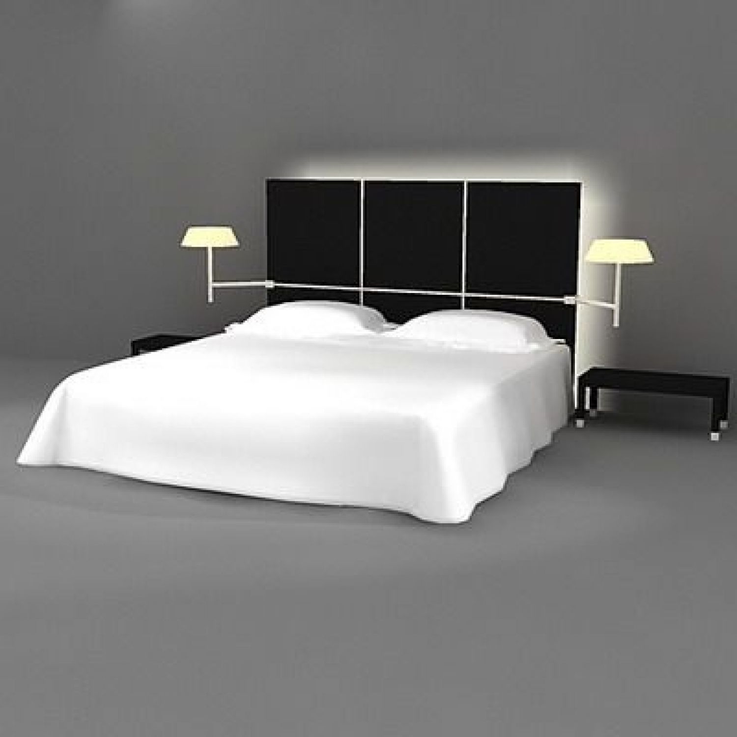 Modern Designer Bedframe + lighted headboard + matreess - image-1