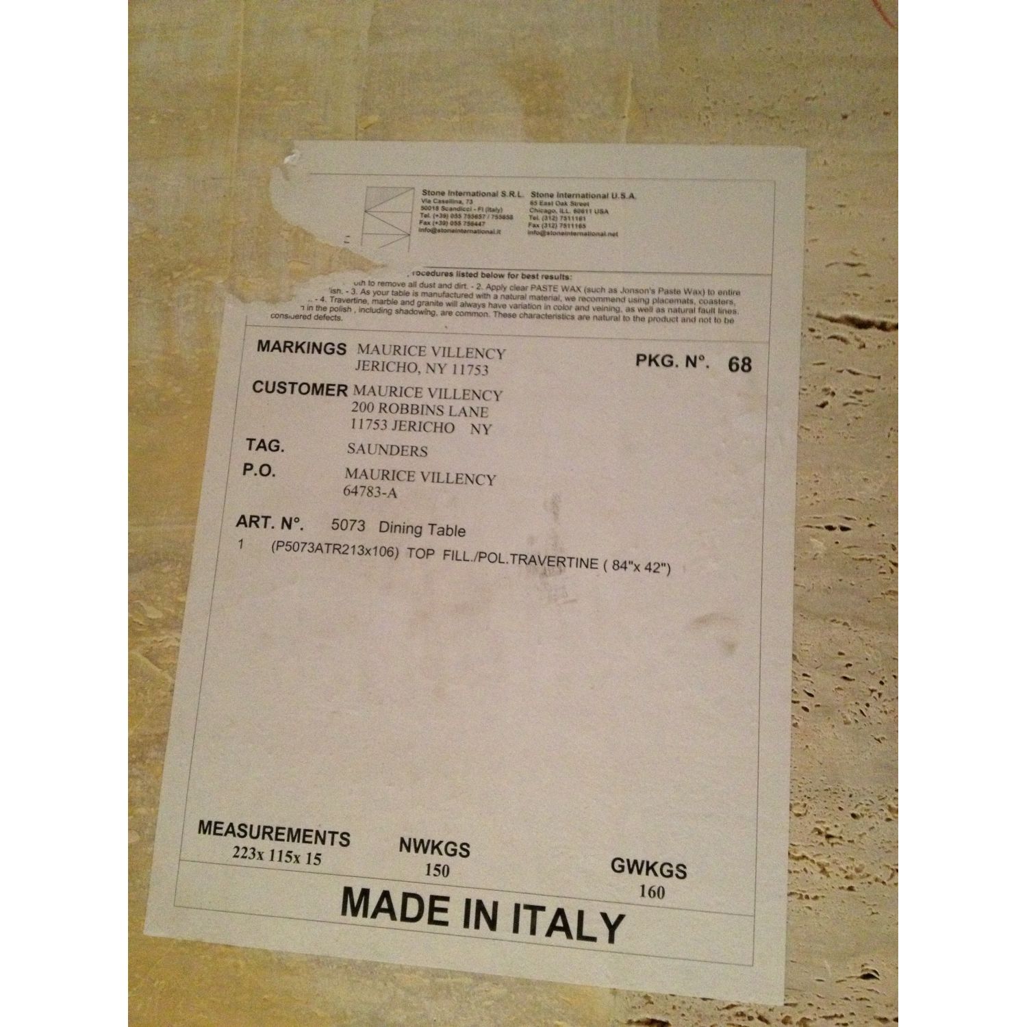 Marble/Travertine Dining Table - Maurice Villency - image-3