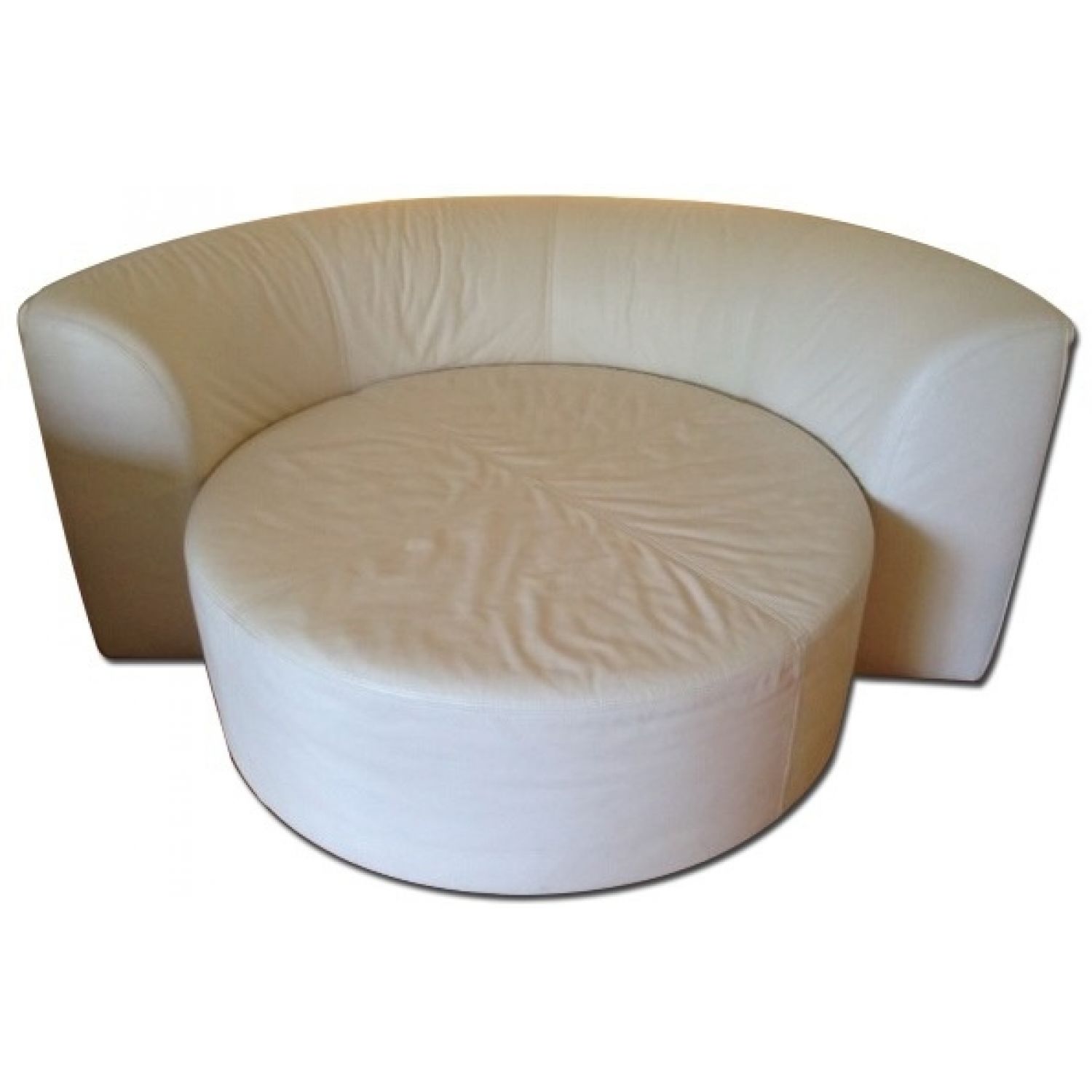 Fabulous White Leather Round Chaise Lounge - AptDeco - Fabulous White Leather Round Chaise Lounge - AptDeco