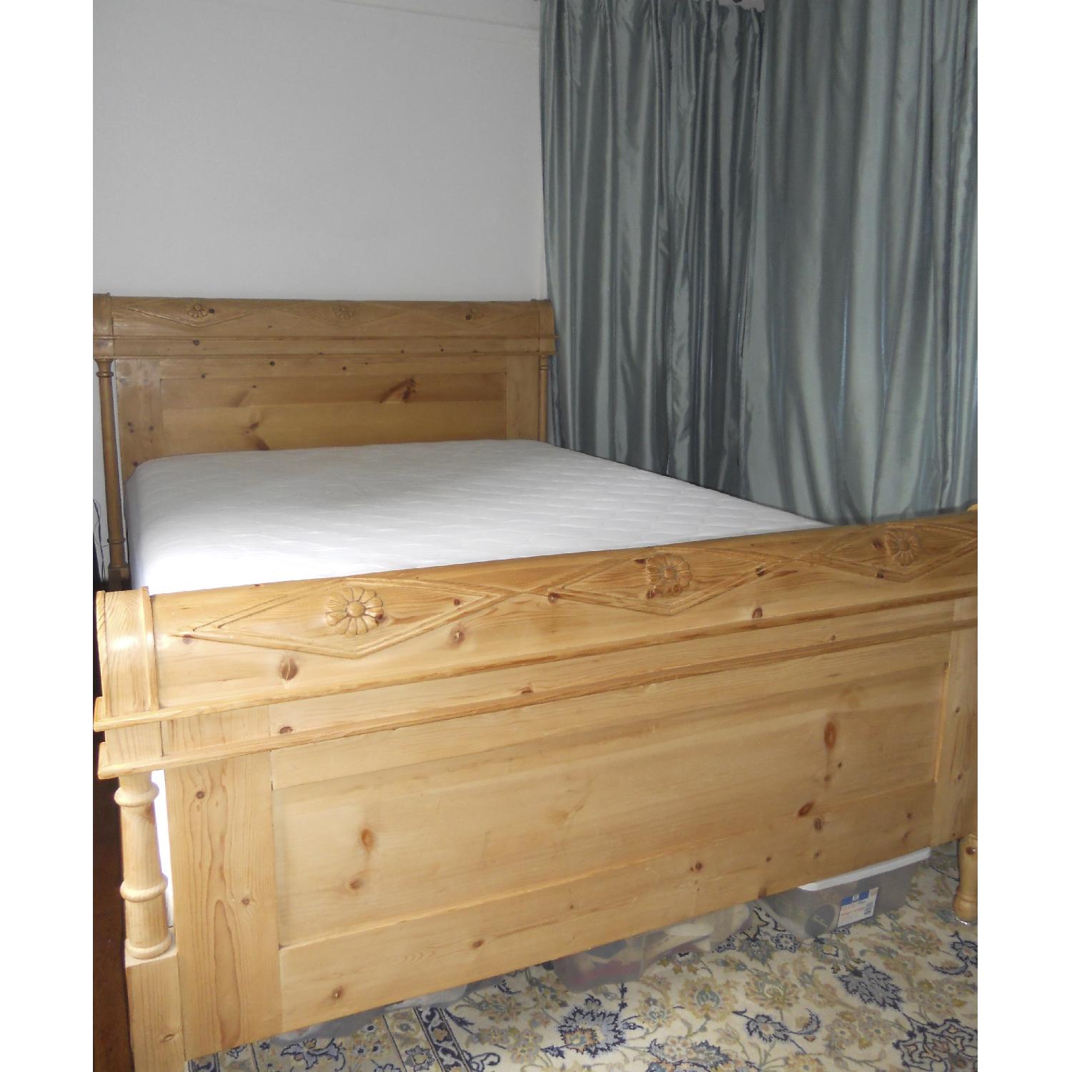 Solid Pine Queen Set Bed Frame and Armoire AptDeco