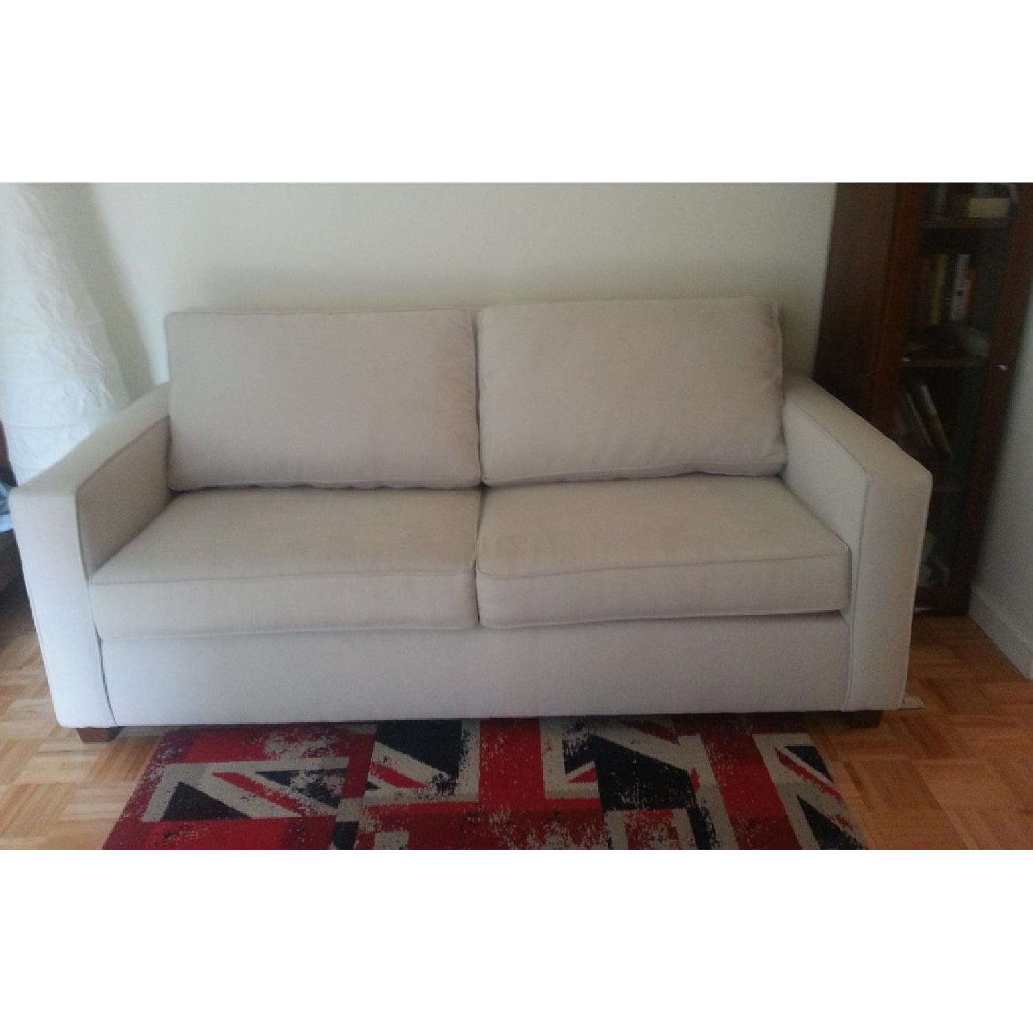 West Elm Couch (white suede) - image-1