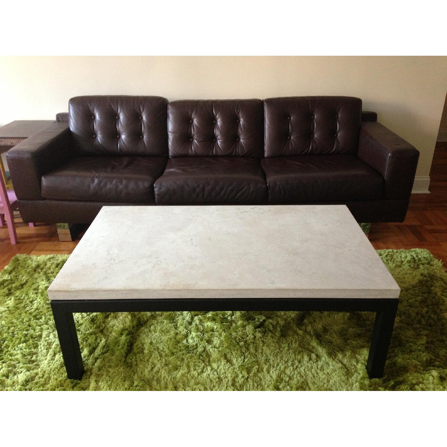 Crate and Barrel Travertine Marble Coffee Table AptDeco