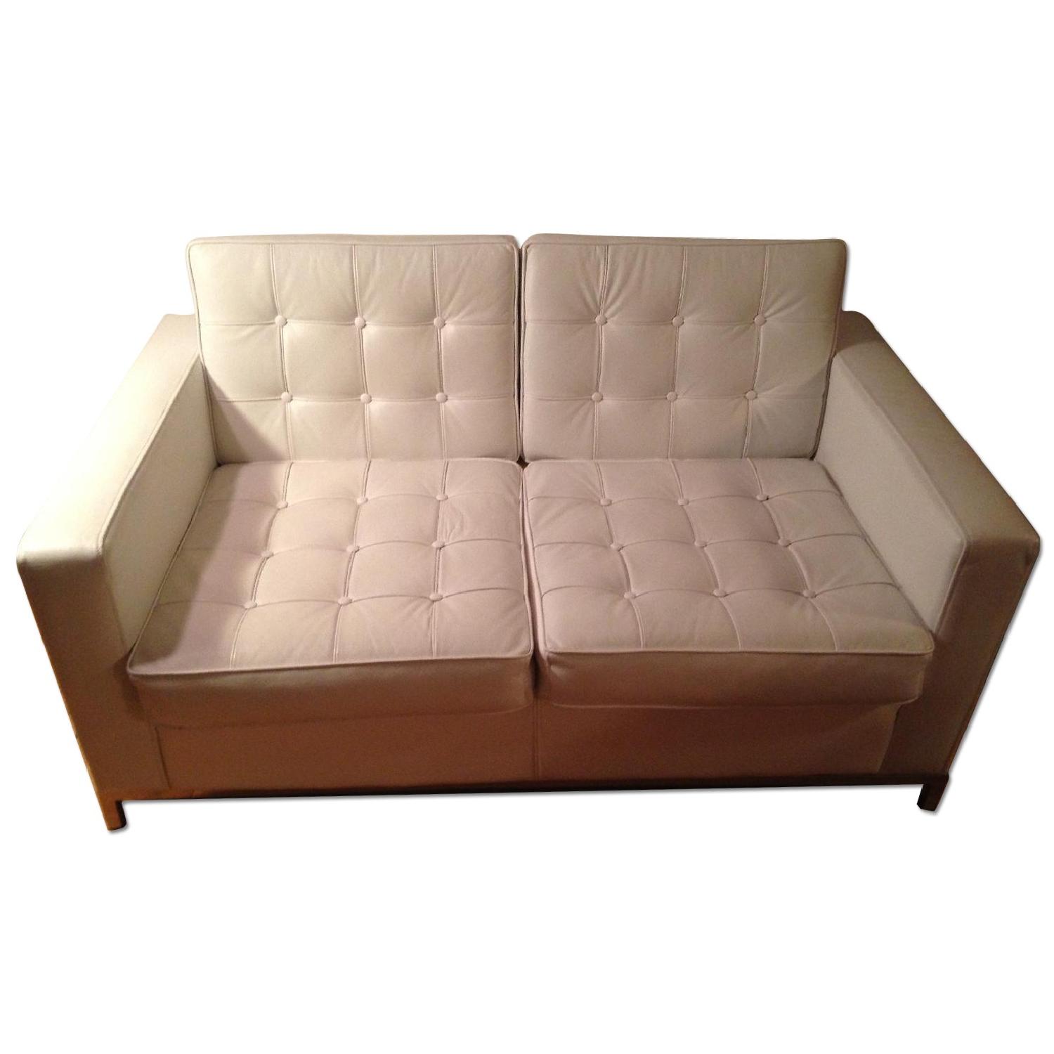Modern White Leather Sofa + Chair AptDeco