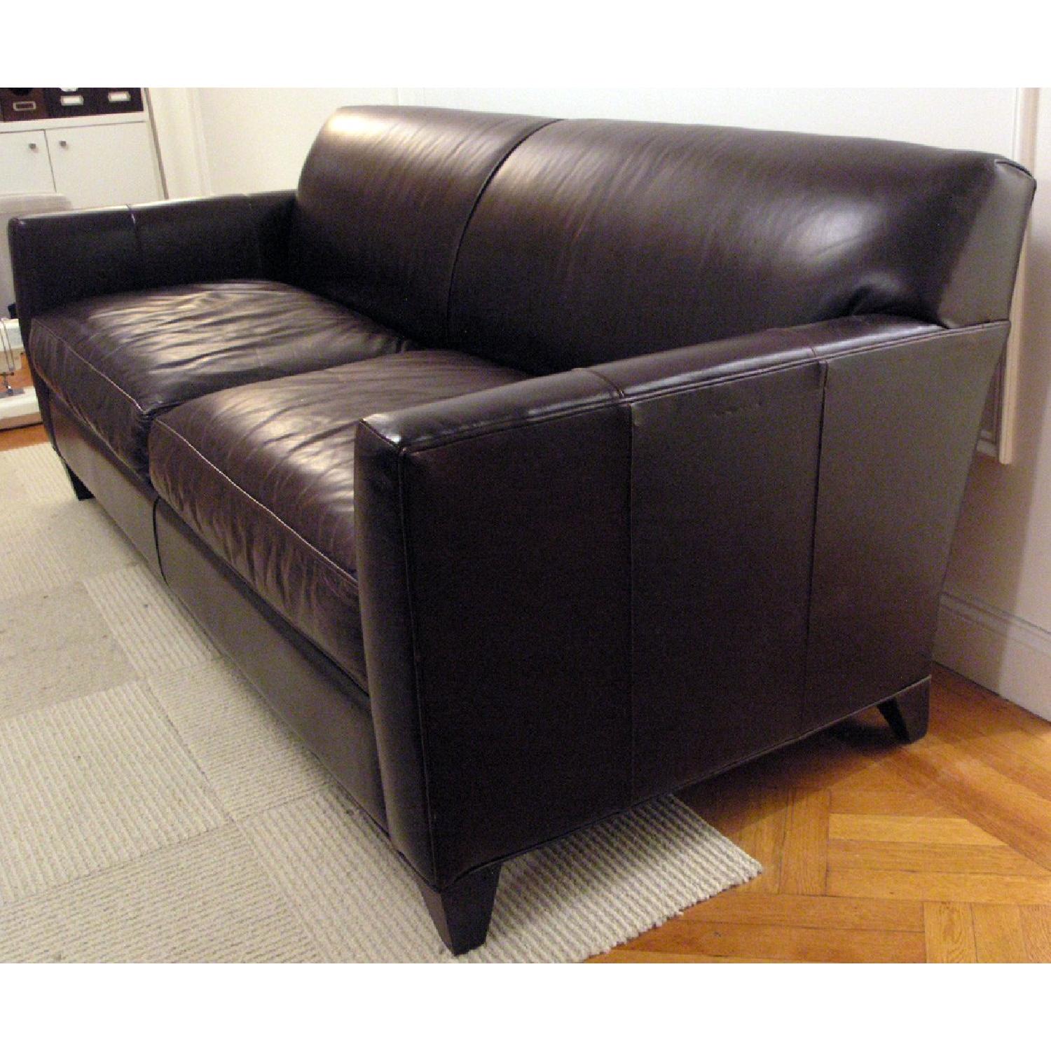 Crate & Barrel Hennessy Leather Sofa Custom Order - image-1