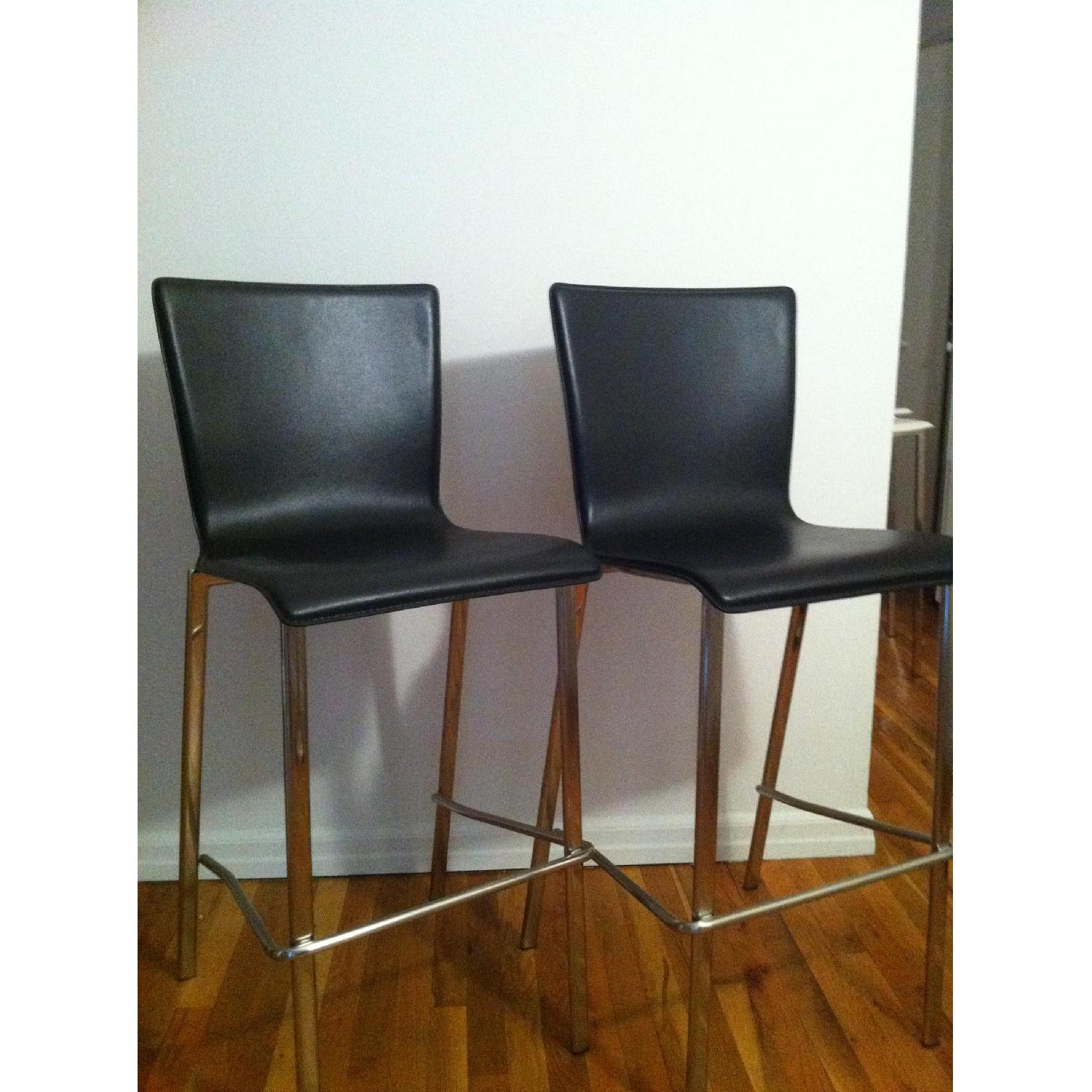 CB2 Leather Stools AptDeco