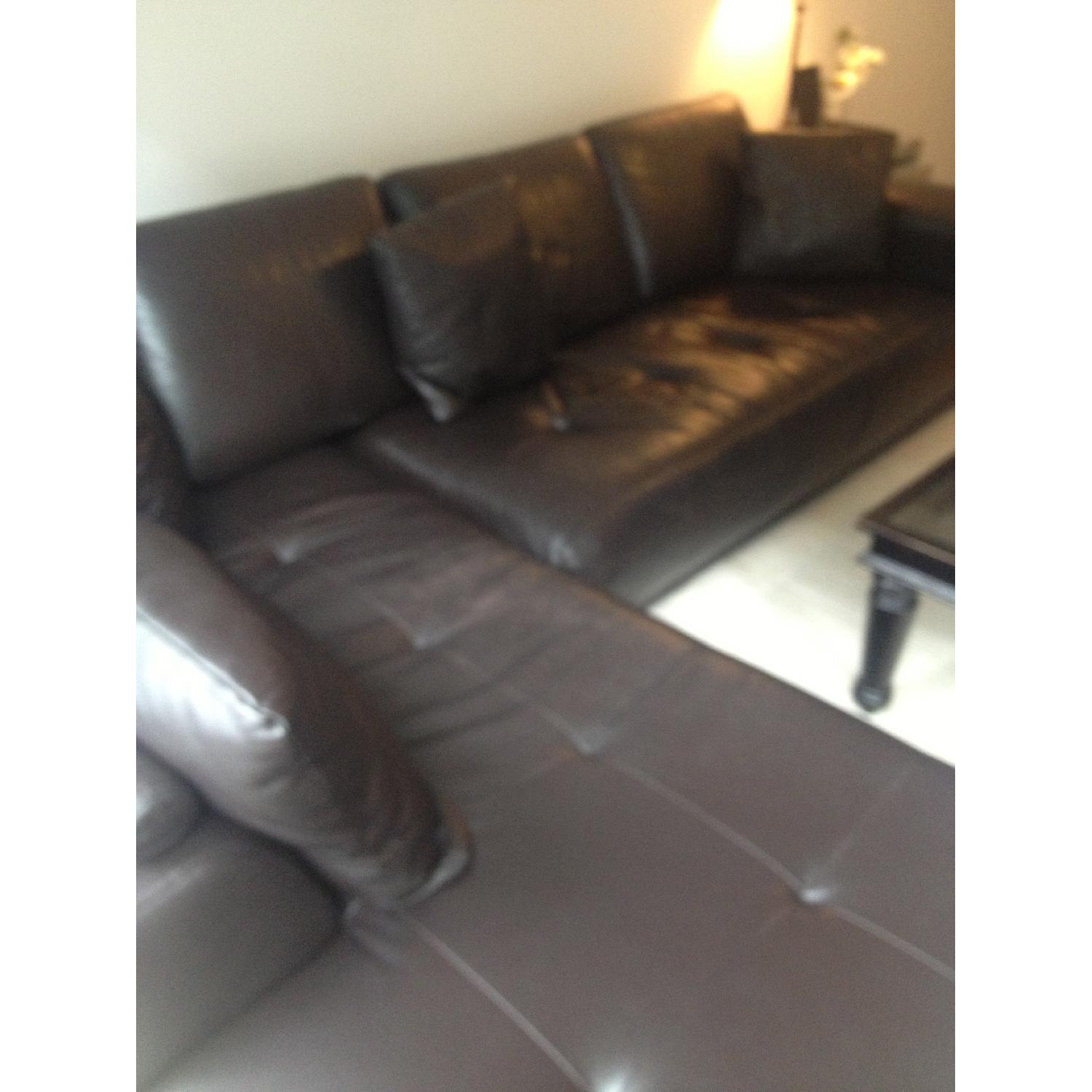 Z Gallerie Real Leather Tufted Sectional AptDeco