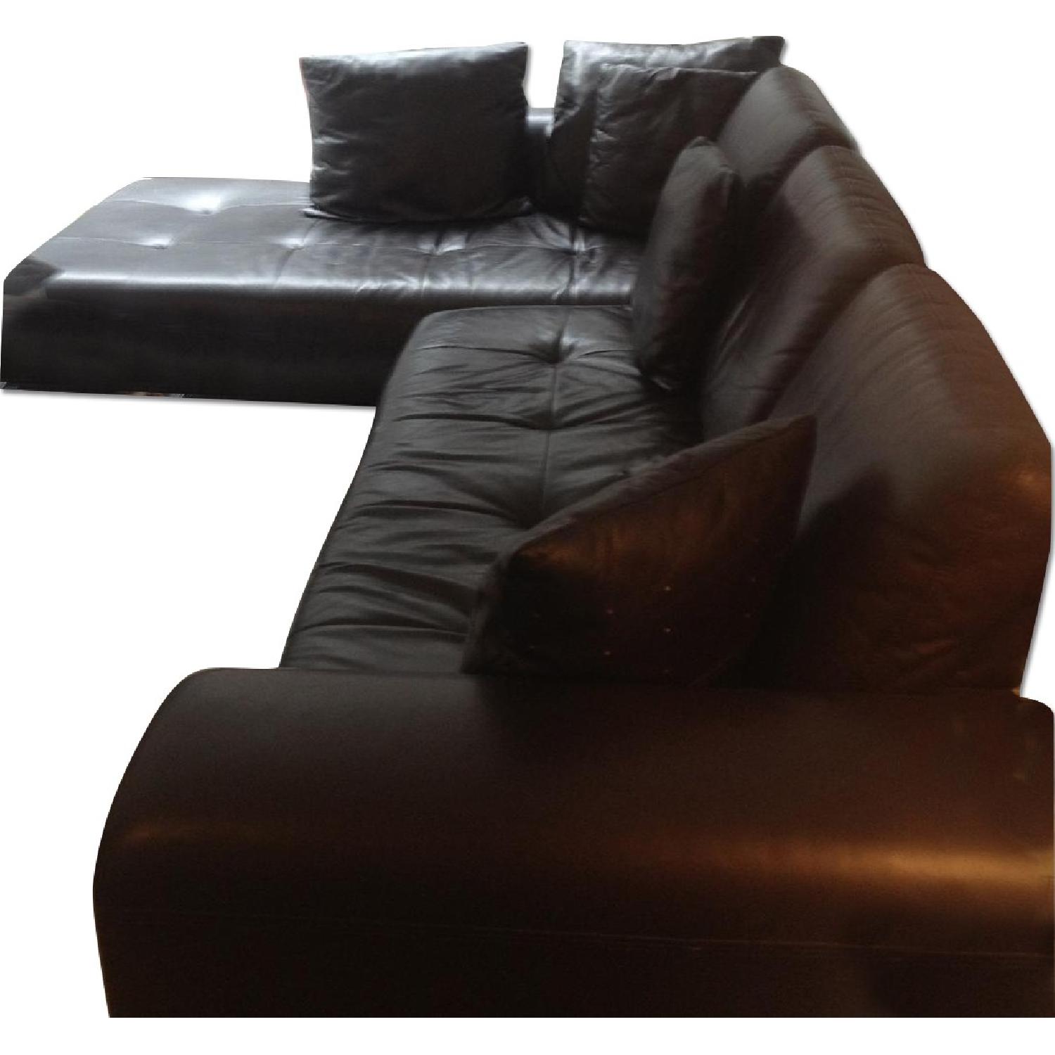 Z Gallerie Real Leather Tufted Sectional AptDeco