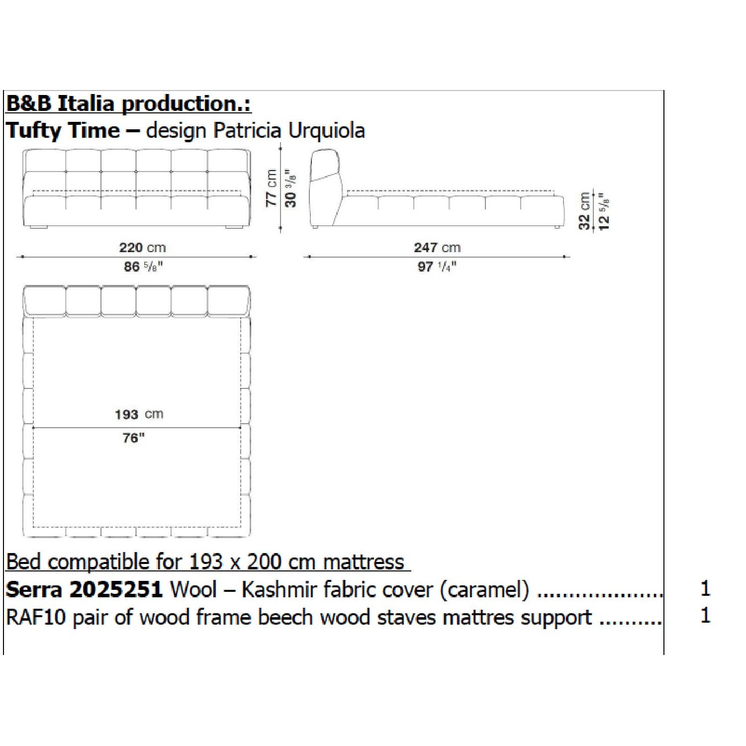 B&B Italia Tufty Full Size Bed Frame - image-1