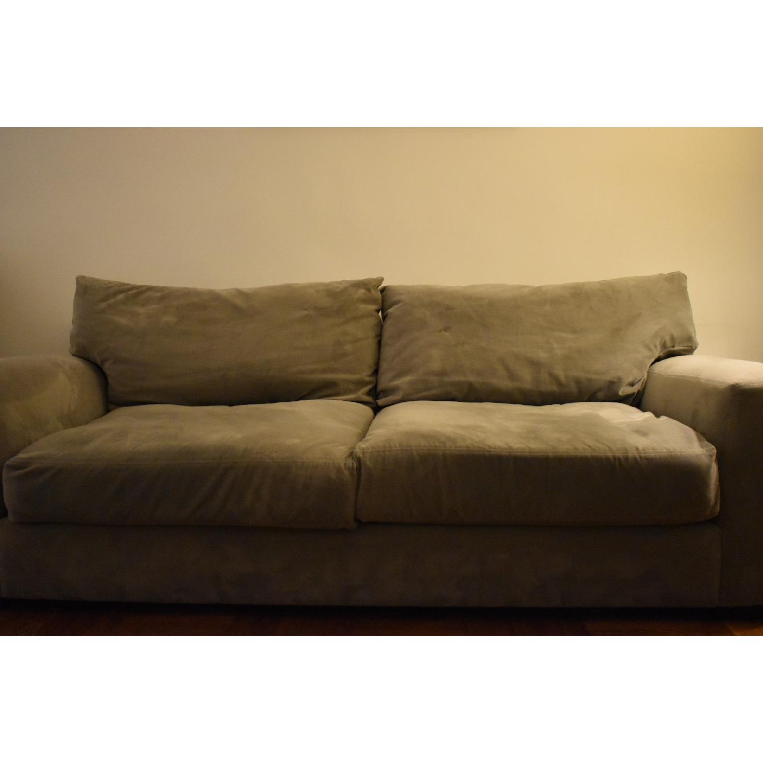Raymour & Flanigan Grey Microfiber Sofa - image-1