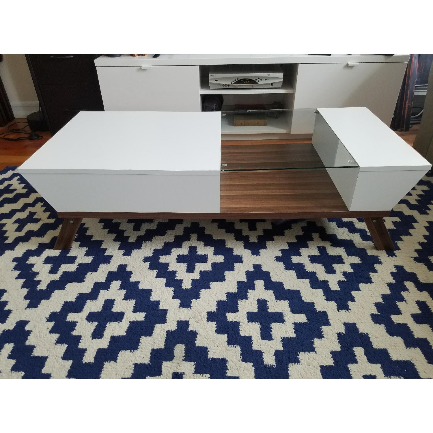 Blue & White Geometric Area Rug - image-3