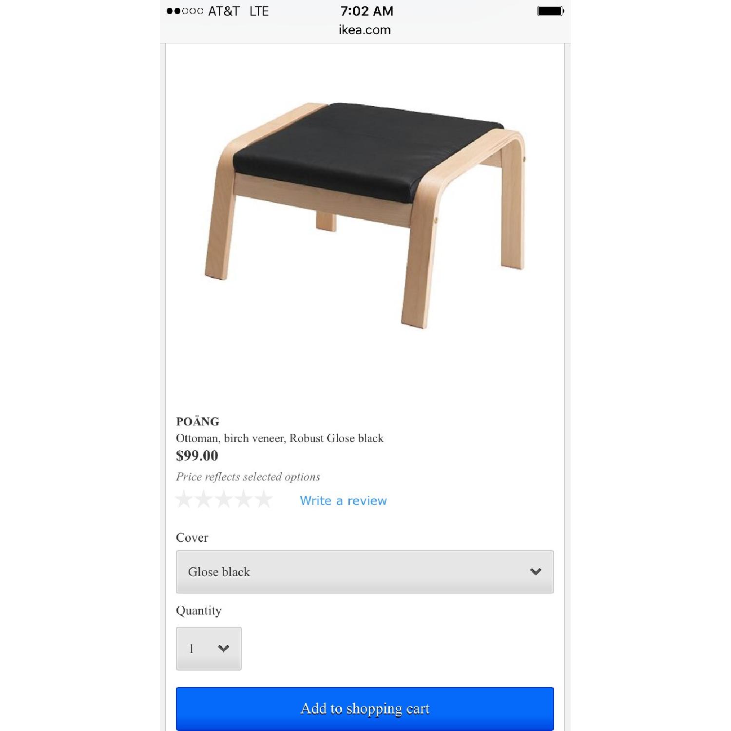 Ikea Poang Black Leather Chairs w/ Ottomans - image-2