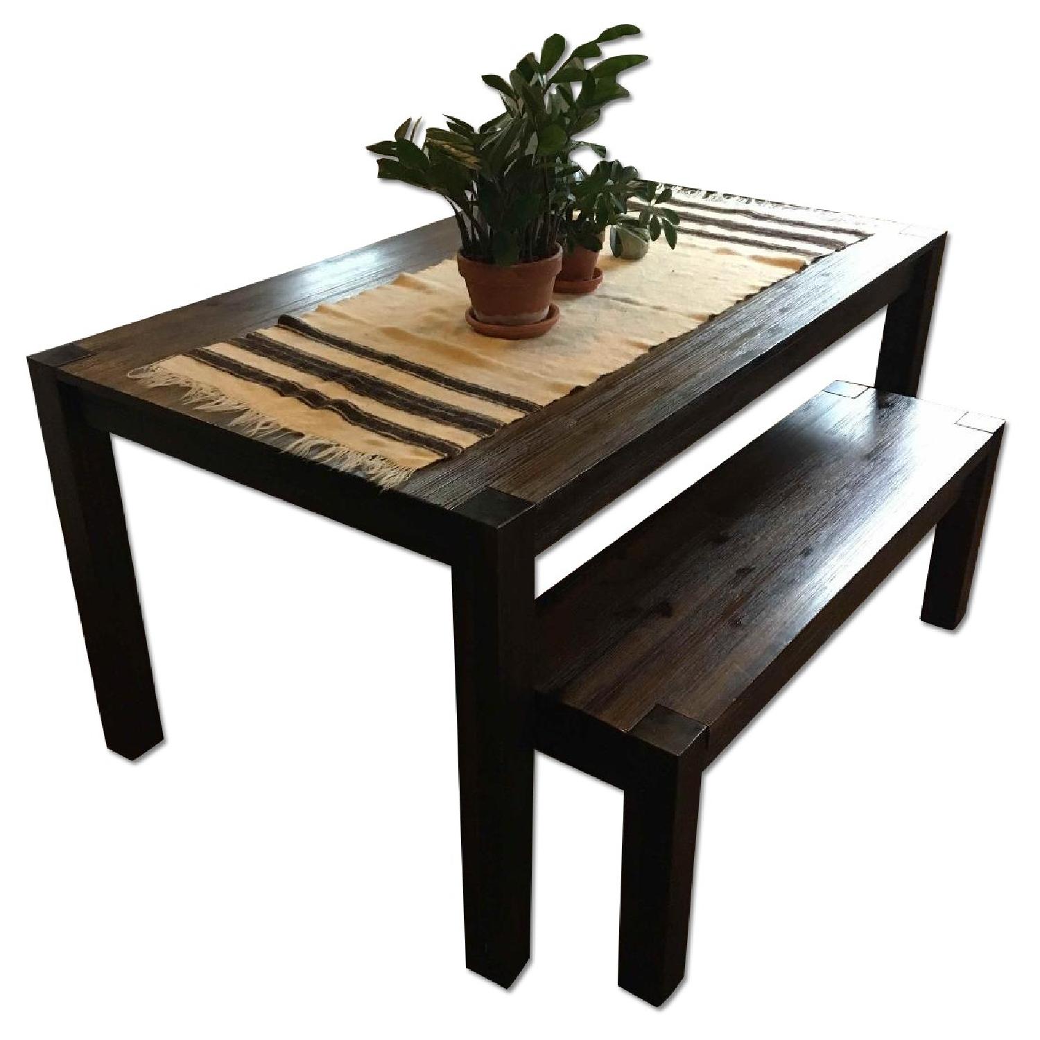 Macy's Acacia Wood Dining Table w/ Bench AptDeco