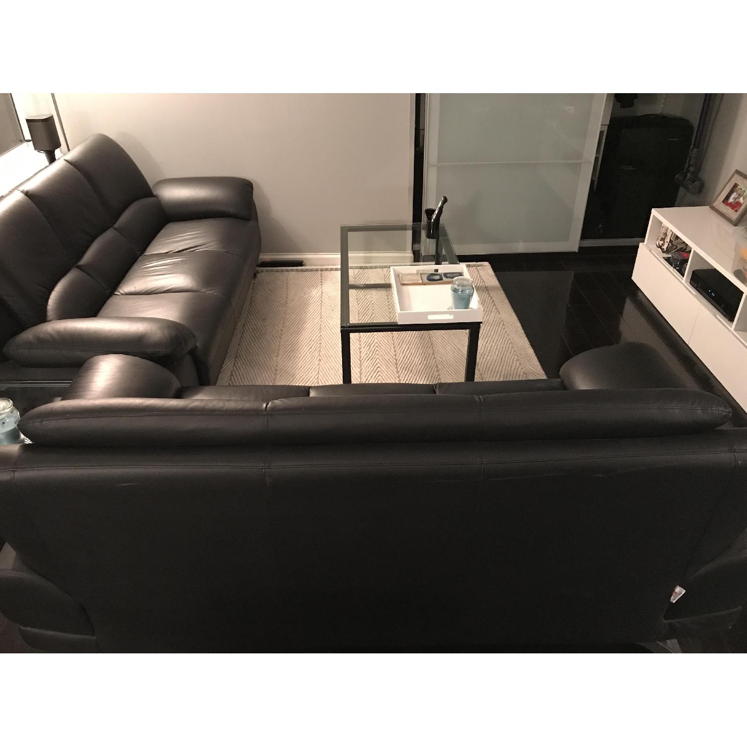 Black Top Grain Leather Sofa - image-1