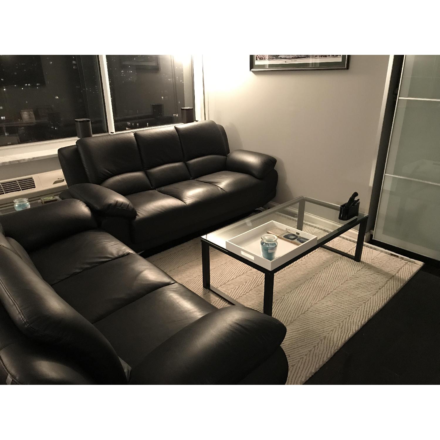 Black Top Grain Leather Sofa - image-3
