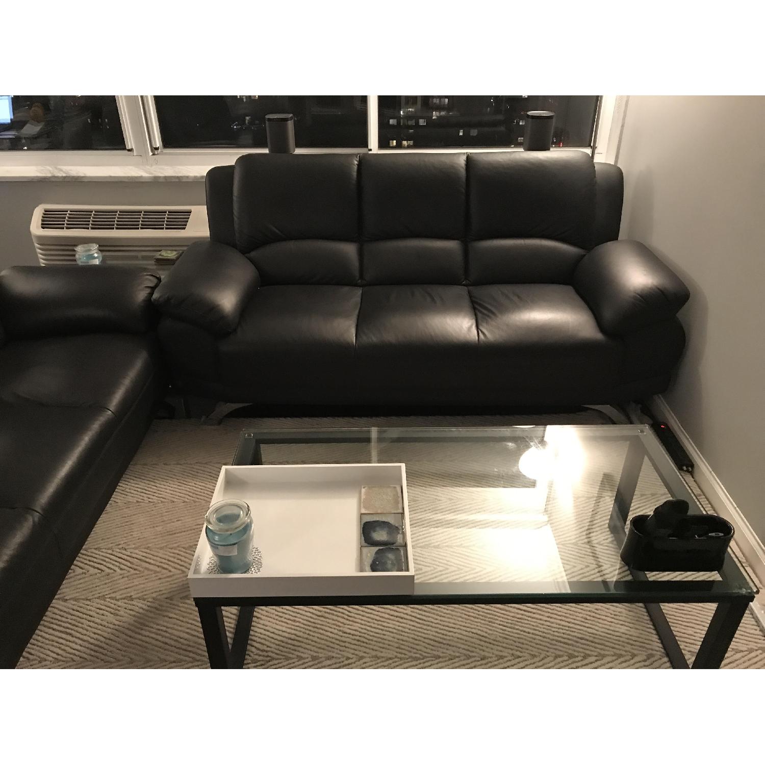 Black Top Grain Leather Sofa - image-4