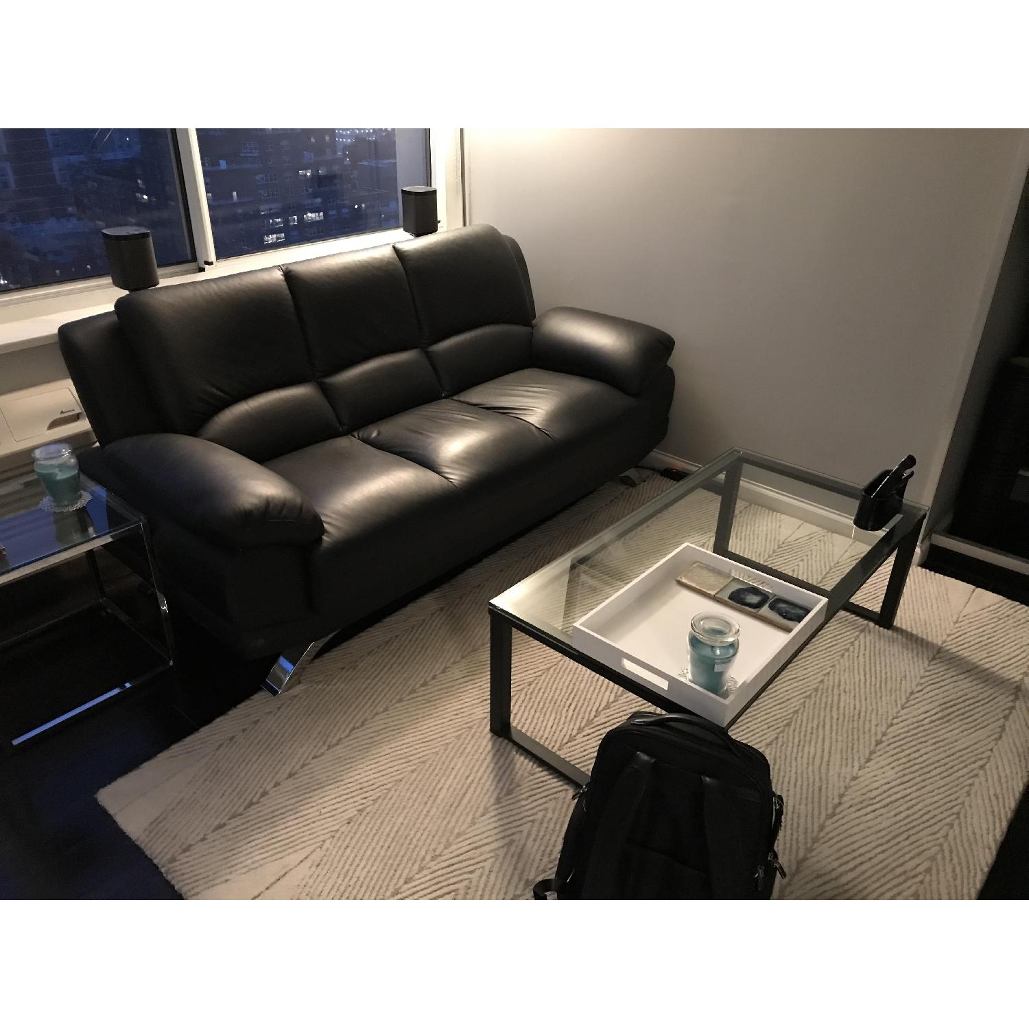 Black Top Grain Leather Sofa - image-6