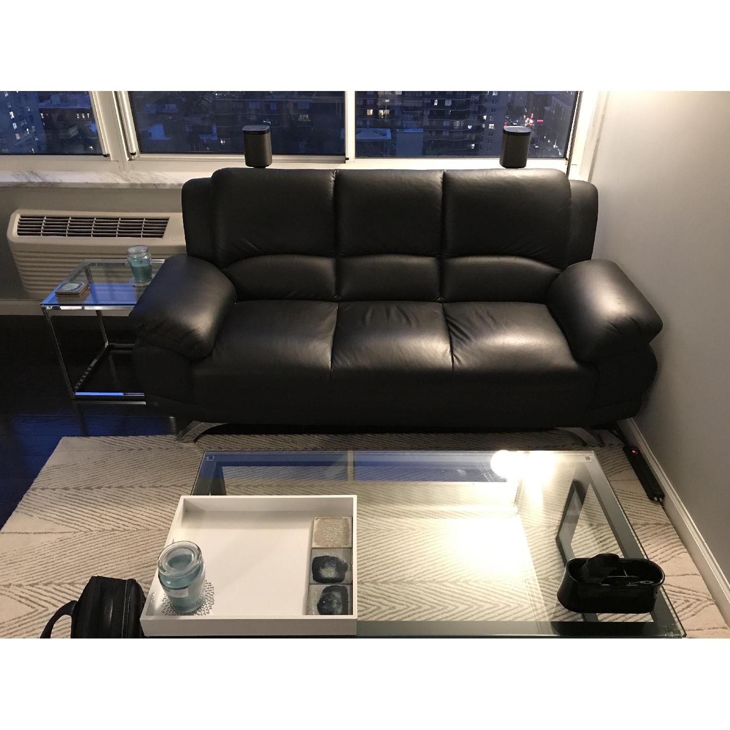 Black Top Grain Leather Sofa - image-7