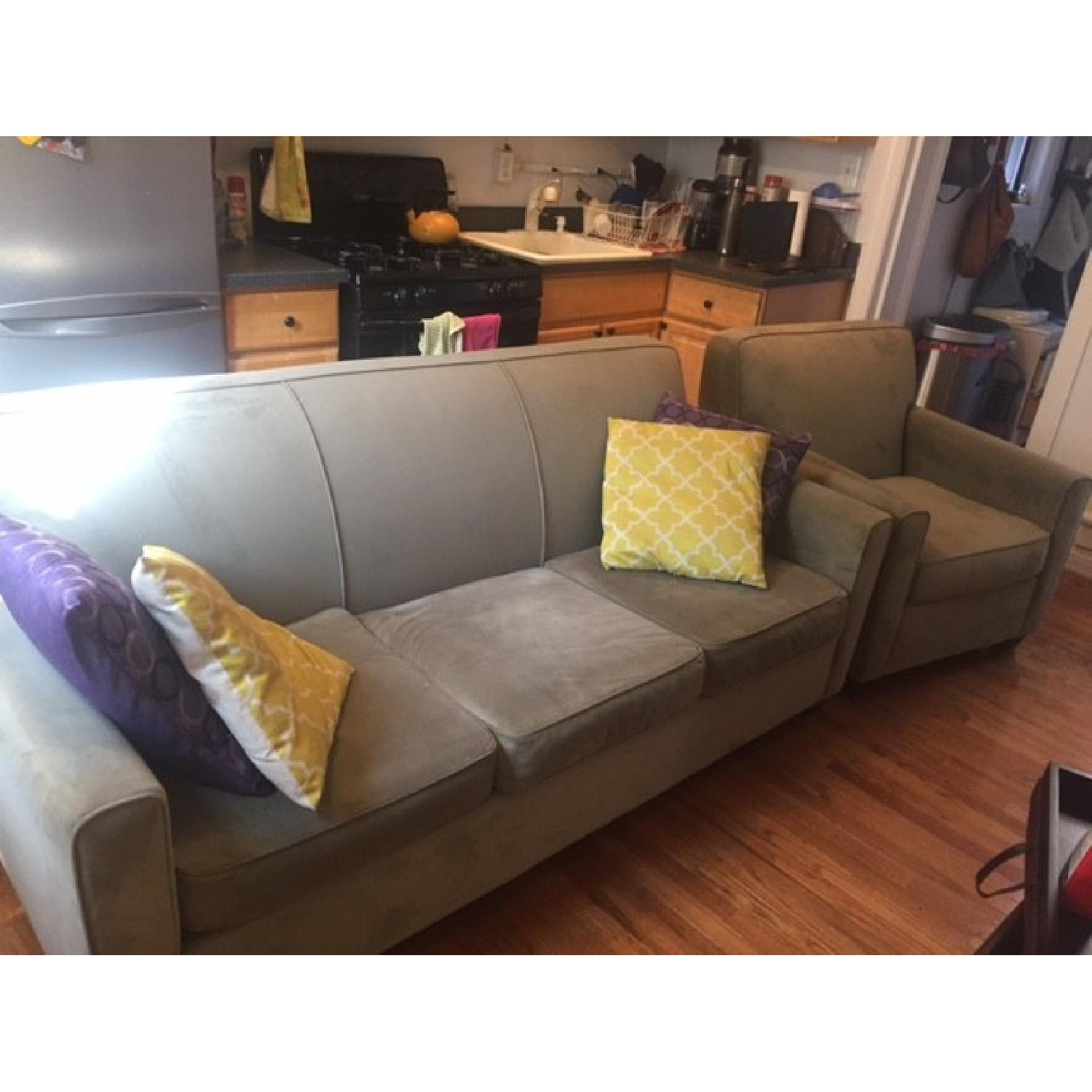 Raymour & Flanigan Microfiber 3 Seater Sofa - image-1