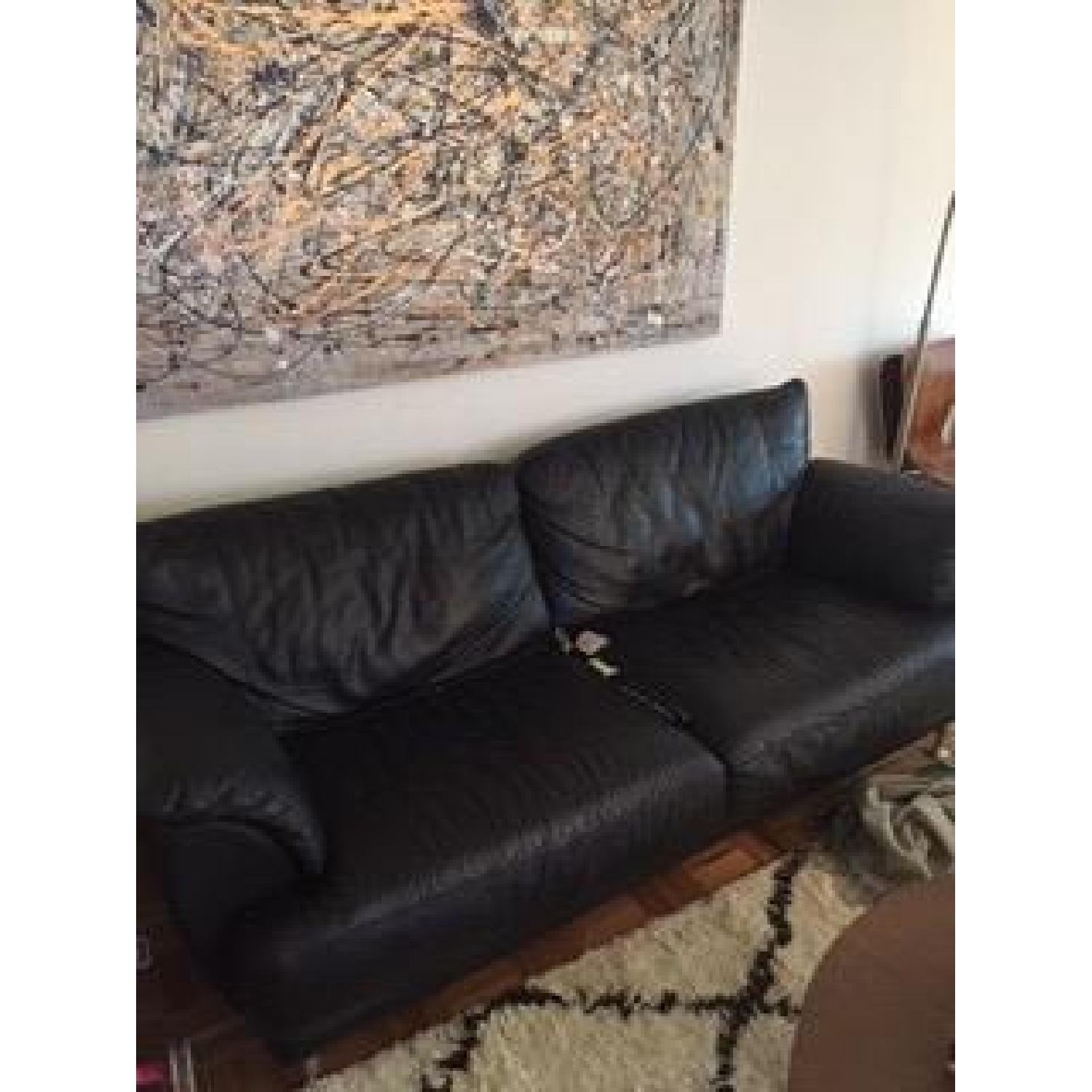 Natuzzi italian Leather Couch + Matching Leather Chair - image-1
