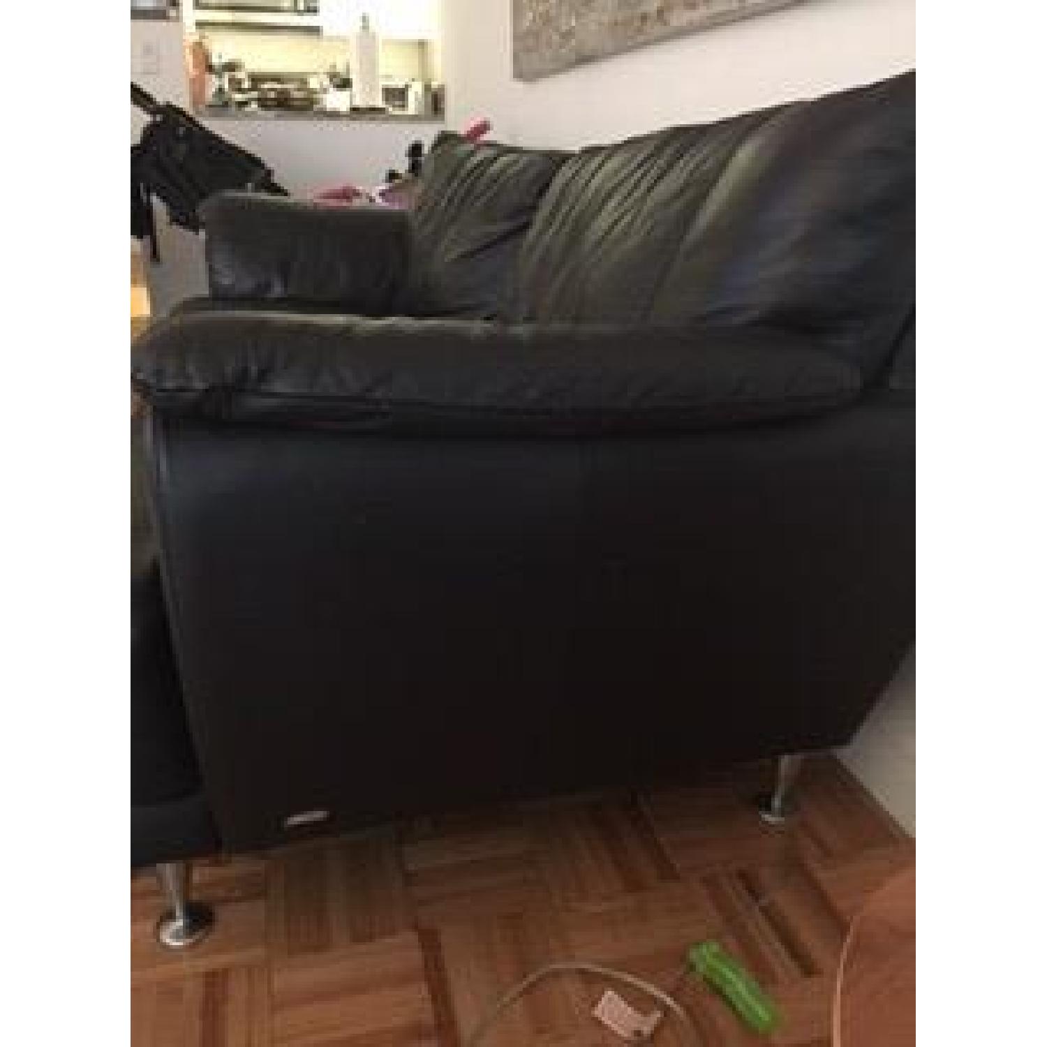 Natuzzi italian Leather Couch + Matching Leather Chair - image-2