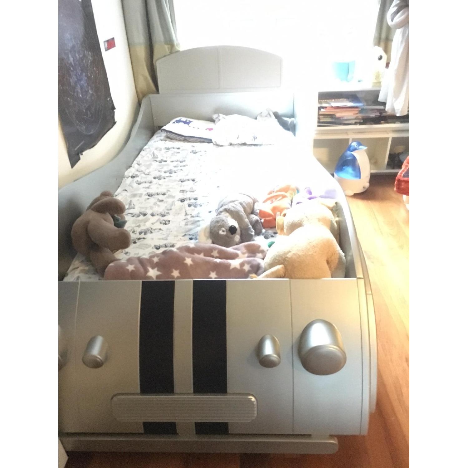 Pottery Barn Kids Grey & Blue Car Bed - image-3