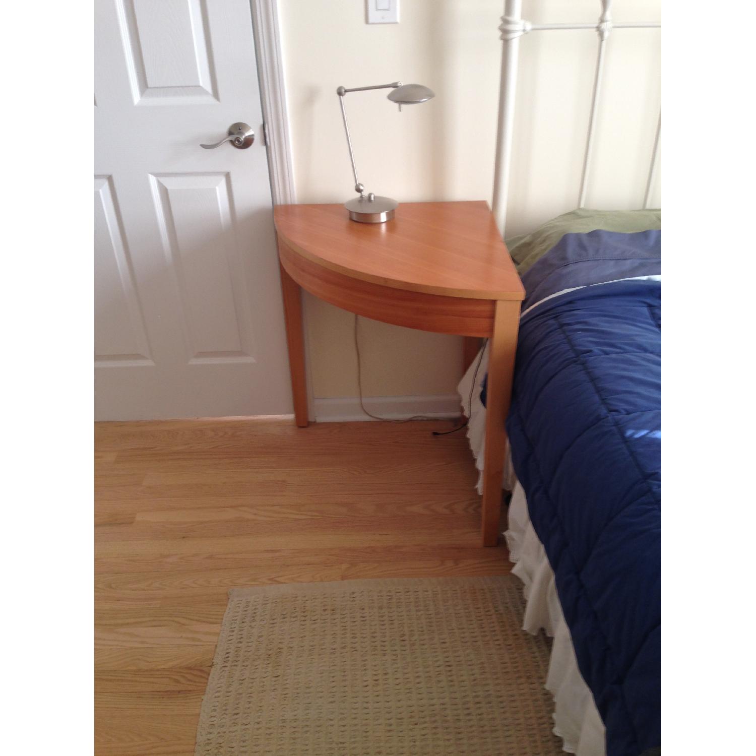 Levenger Cherry Table w/ Drawers + 2 Quarter Round End Tables - image-2