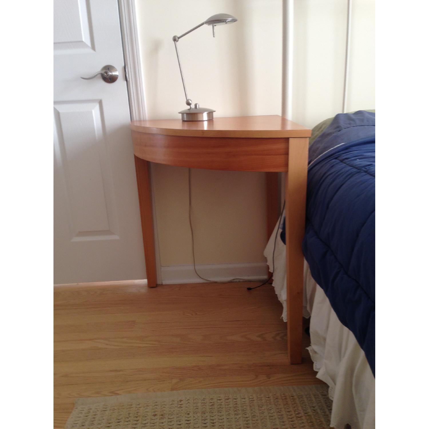 Levenger Cherry Table w/ Drawers + 2 Quarter Round End Tables - image-3