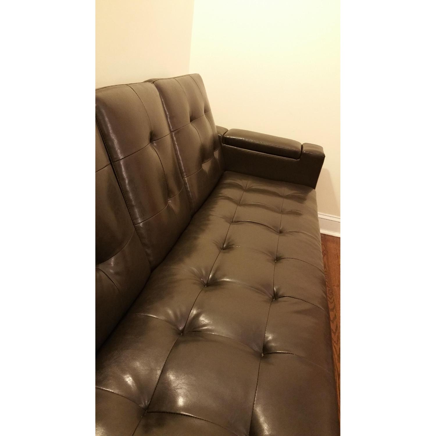 Faux Leather Couch - image-1