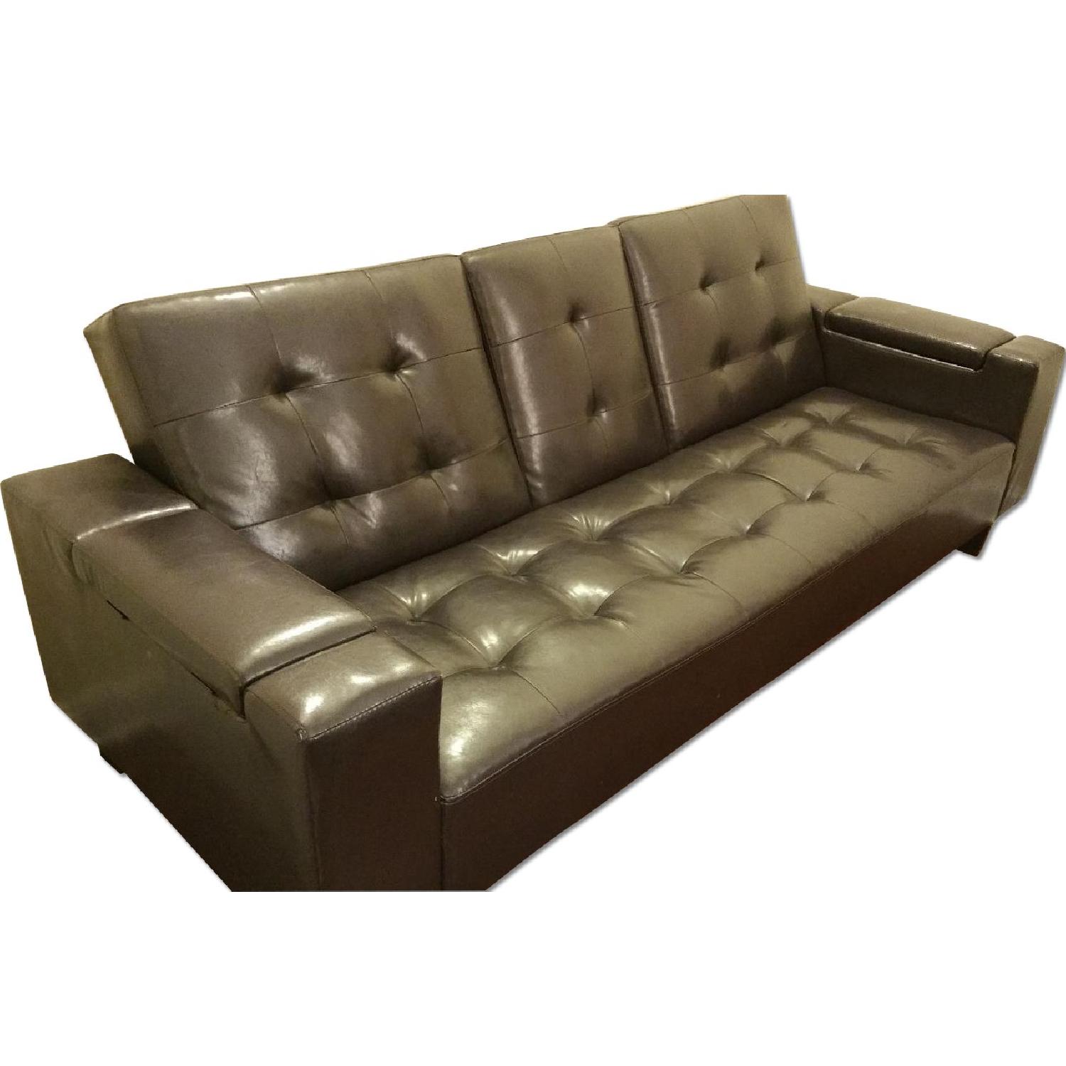 Faux Leather Couch - image-0