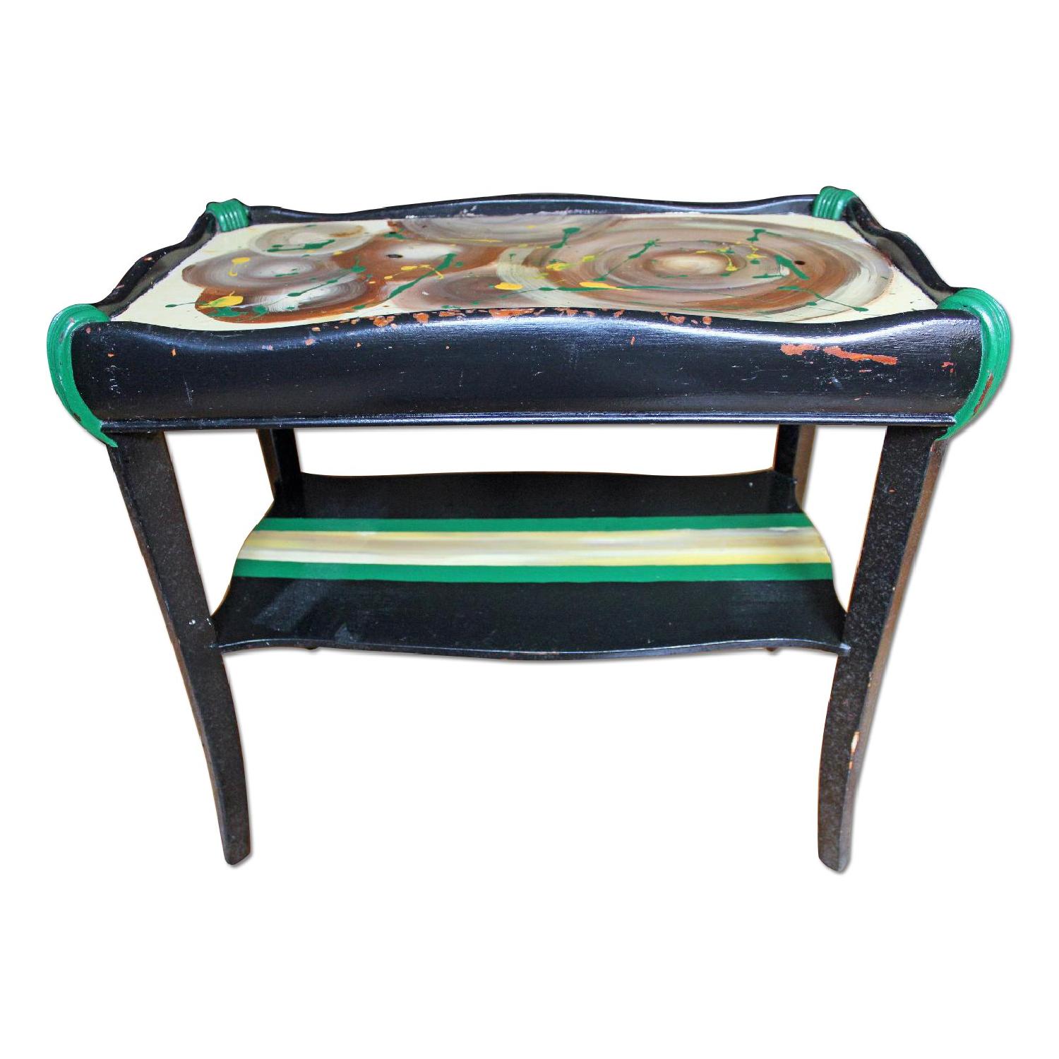 Vintage Painted 2-Tier Side Table - image-0