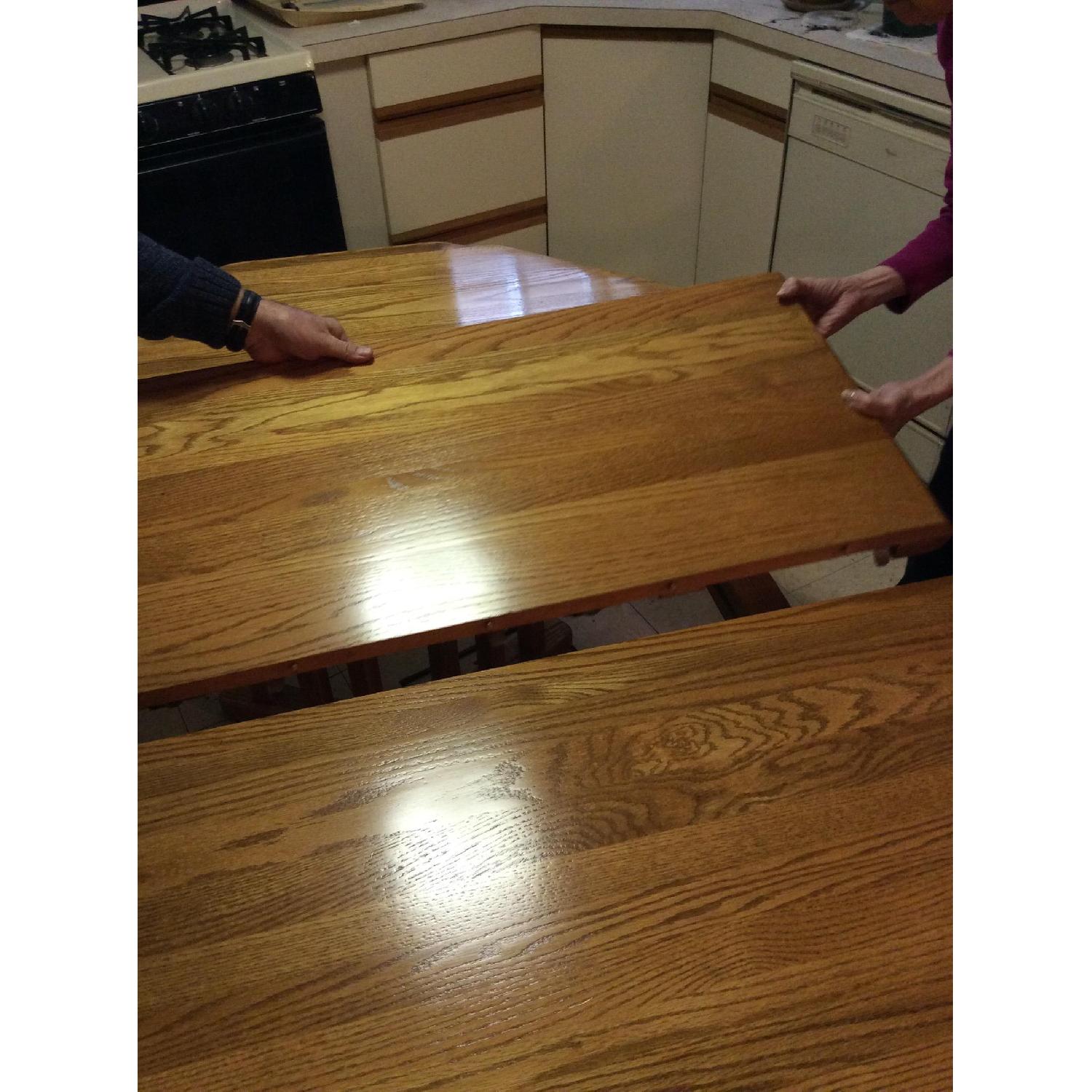 Expandable Solid Oak Dining Table - AptDeco