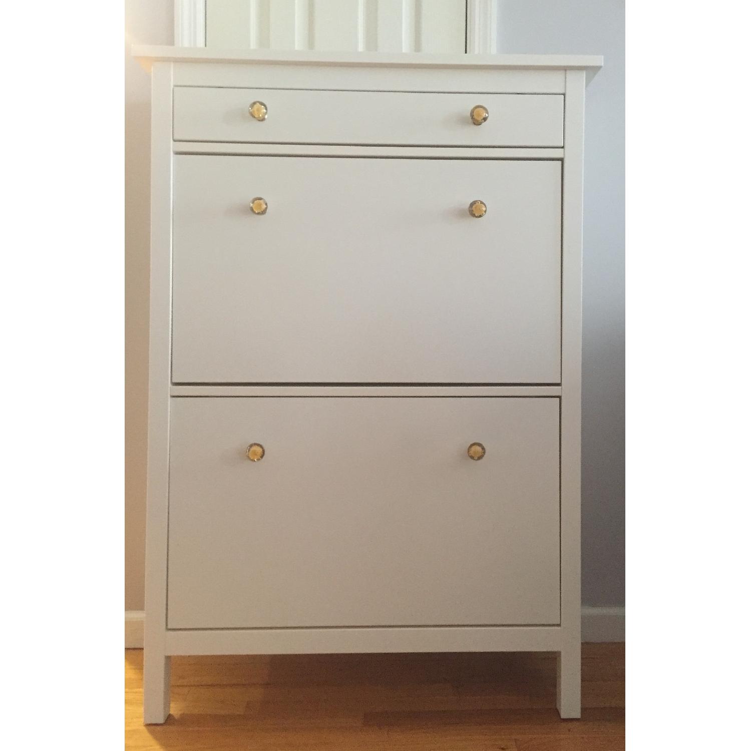 Ikea Hallway Storage Cabinet w/ Yellow Anthropologie Knobs - image-1