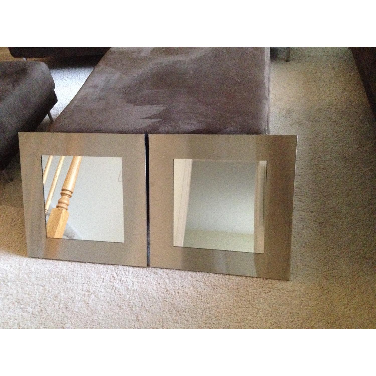 Stainless Steel Metal Framed Mirrors - Pair - image-1