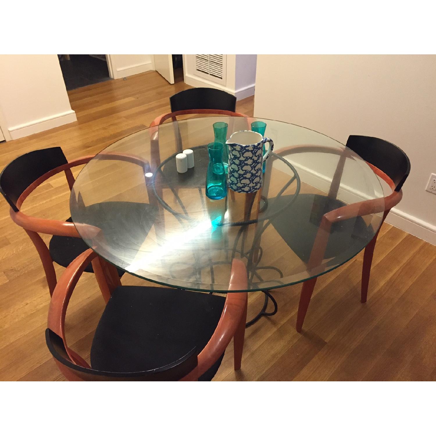 Glass Top Dining Table w/ 4 Chairs - AptDeco