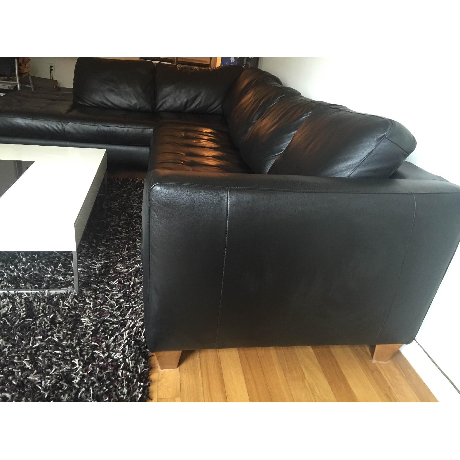 Macy's Black Leather Sectional Sofa AptDeco