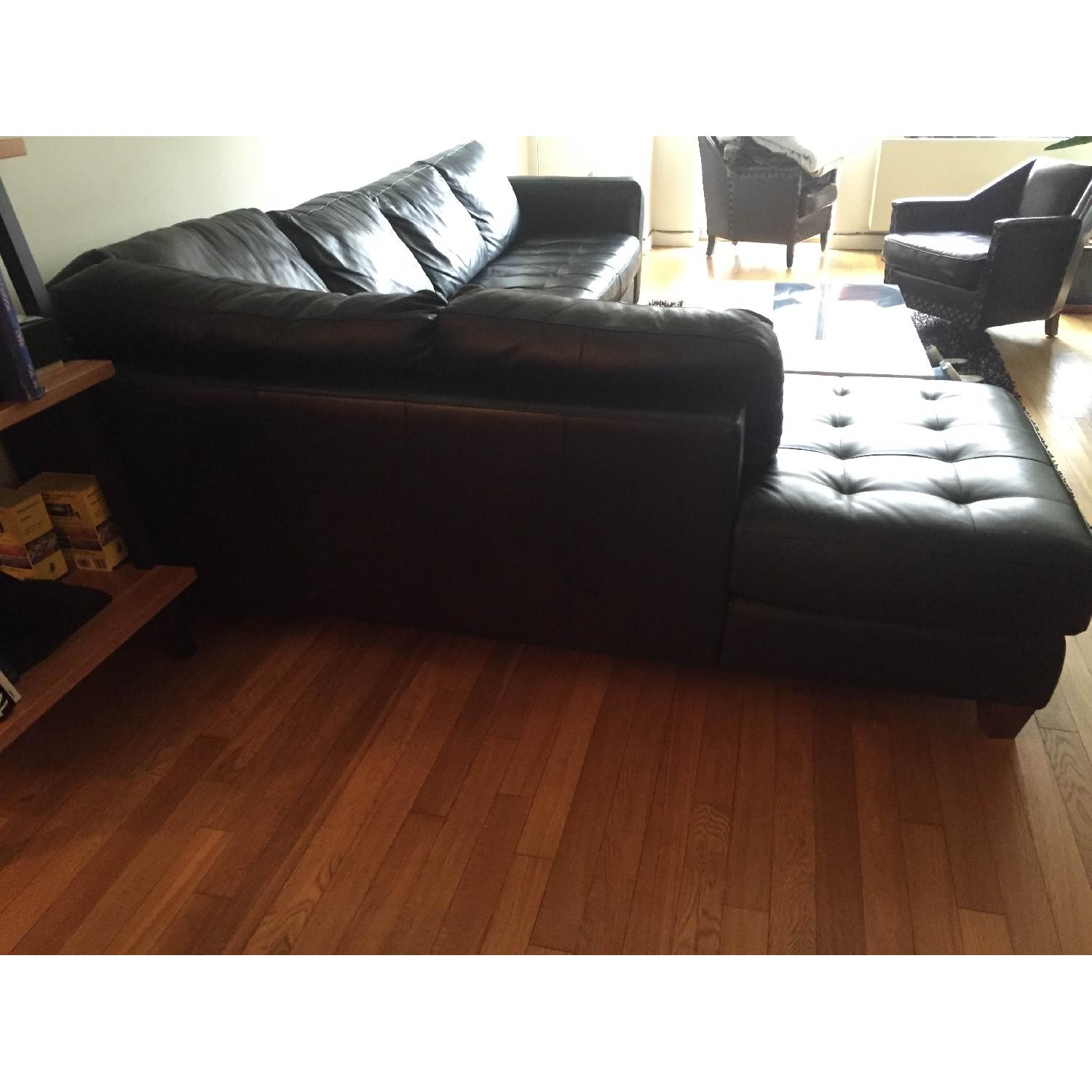 Macy's Black Leather Sectional Sofa - image-3