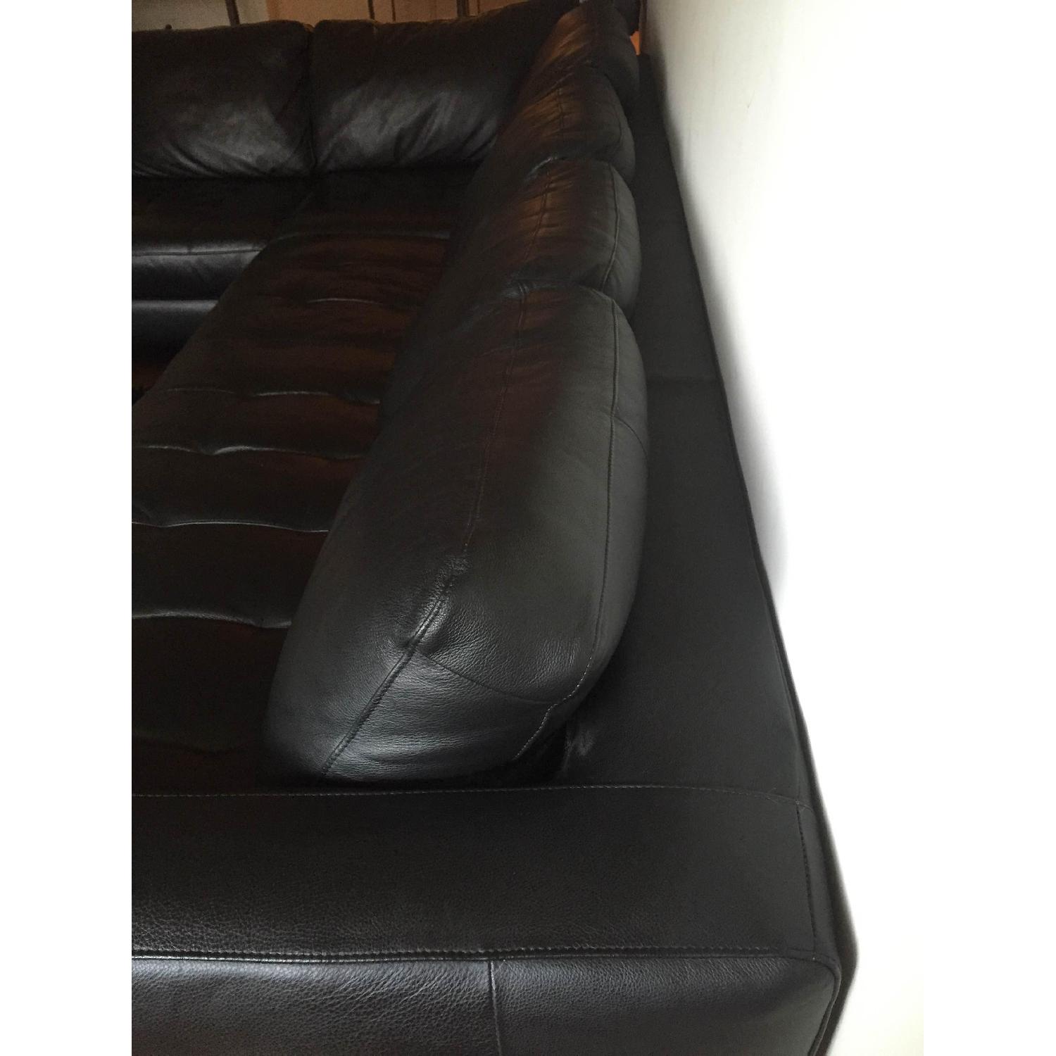 Macy's Black Leather Sectional Sofa - image-4