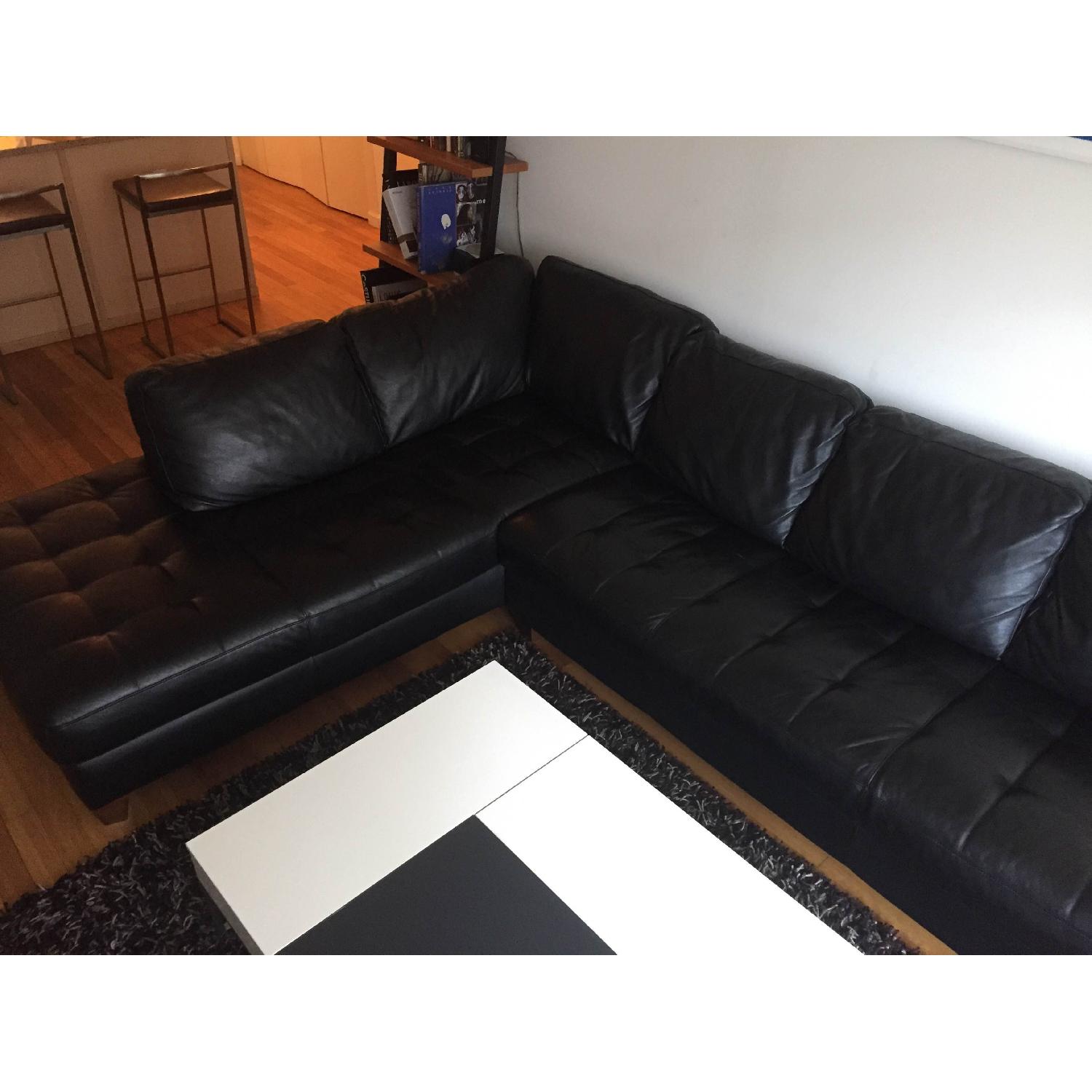 Macy's Black Leather Sectional Sofa - image-5