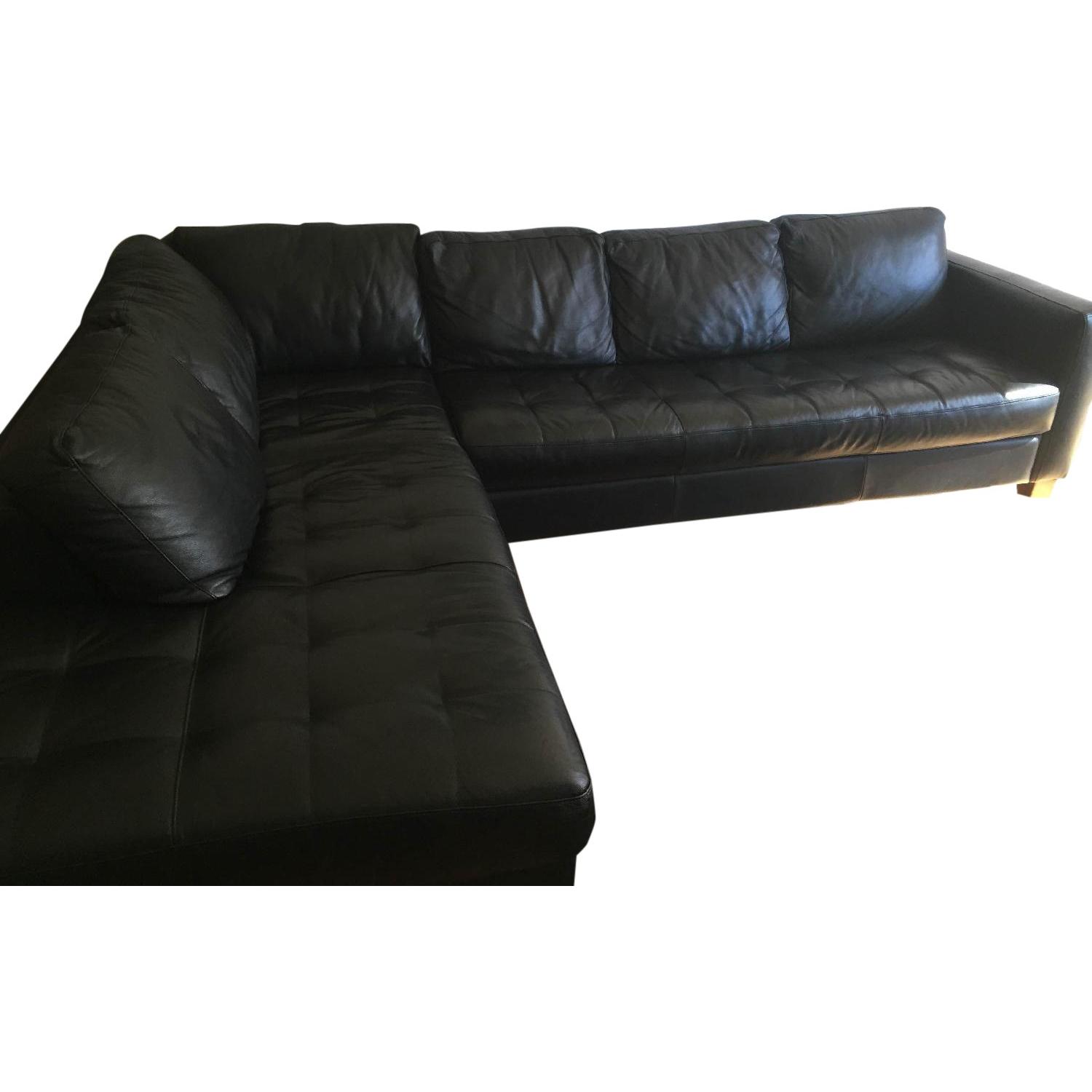 Macy's Black Leather Sectional Sofa AptDeco
