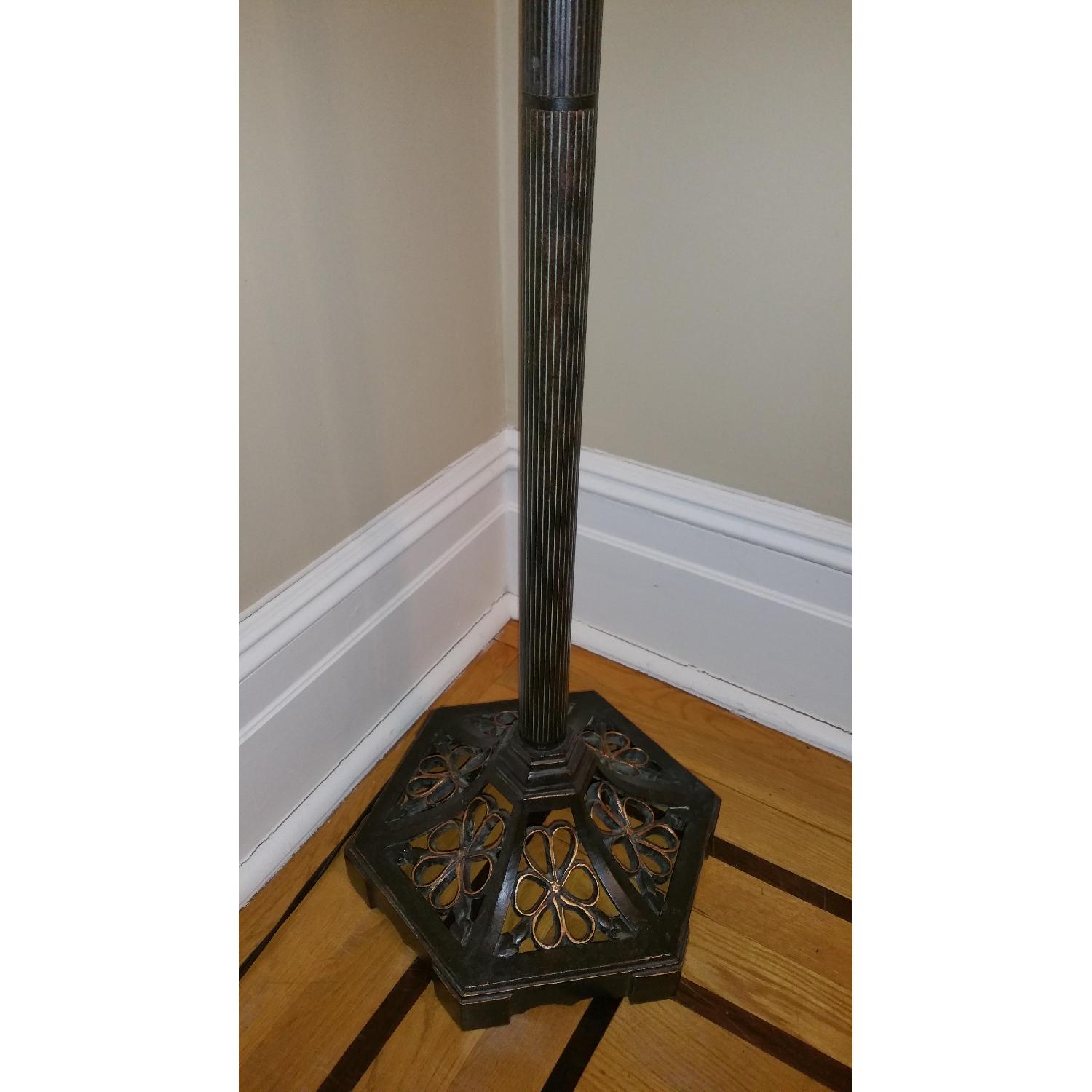 Bronze Colored Metal Floor Lamp w/ Glass Shade - image-3