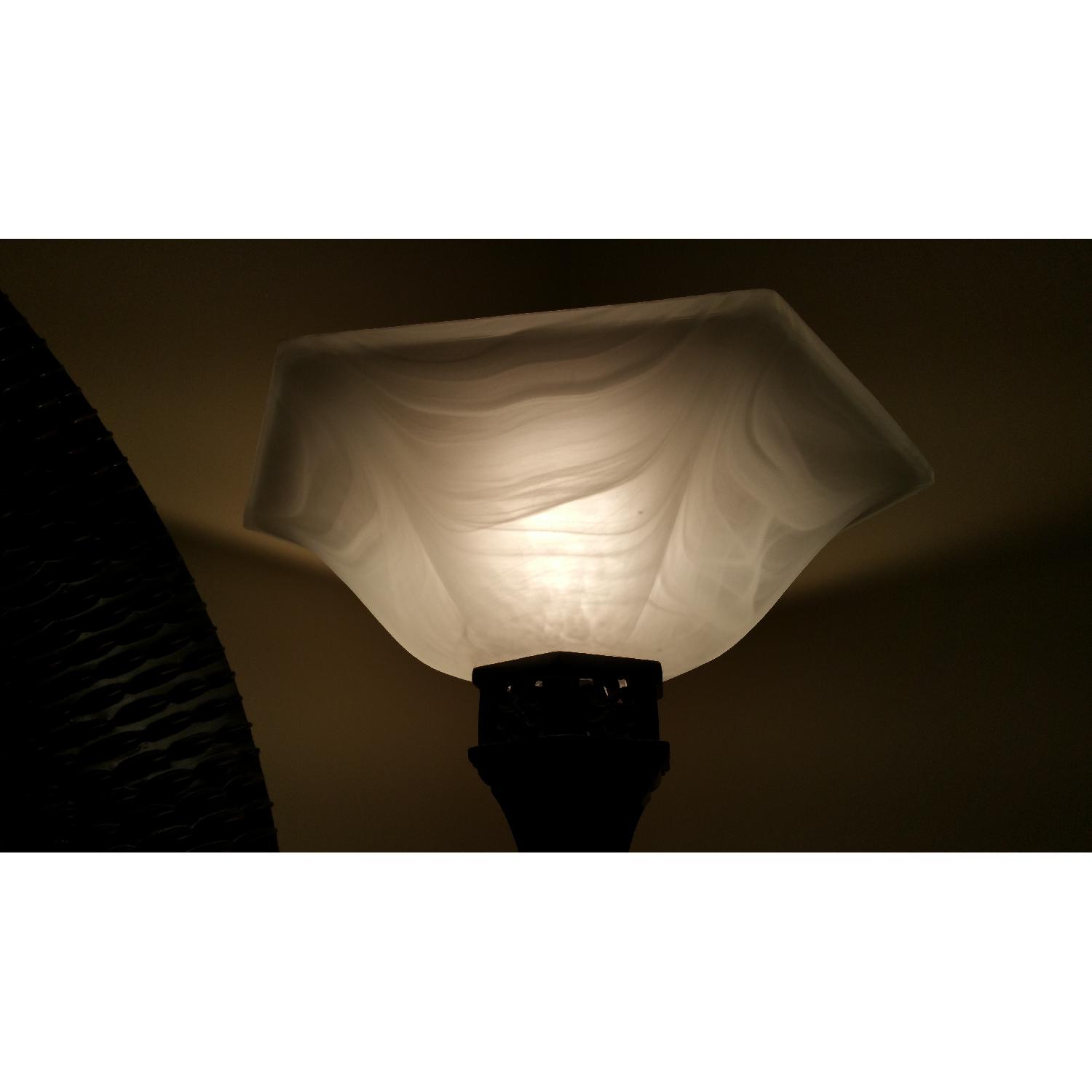 Bronze Colored Metal Floor Lamp w/ Glass Shade - image-4