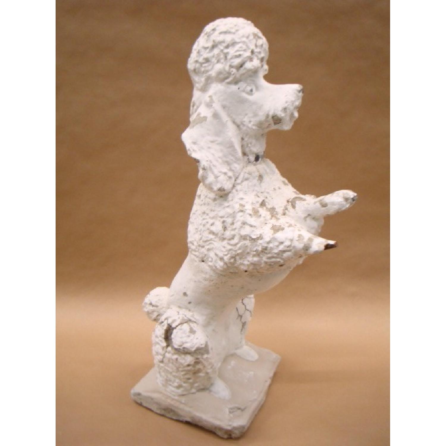 Vintage 1950's/1960's Chippy Paint Poodle Garden Statue - image-1