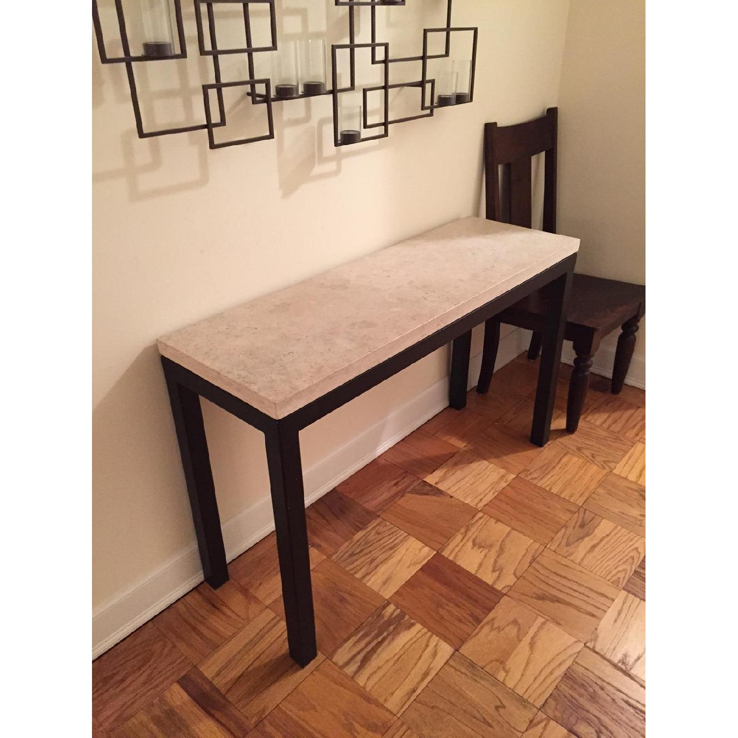 Crate Barrel Parsons Console Table With Marble Travertine Top AptDeco