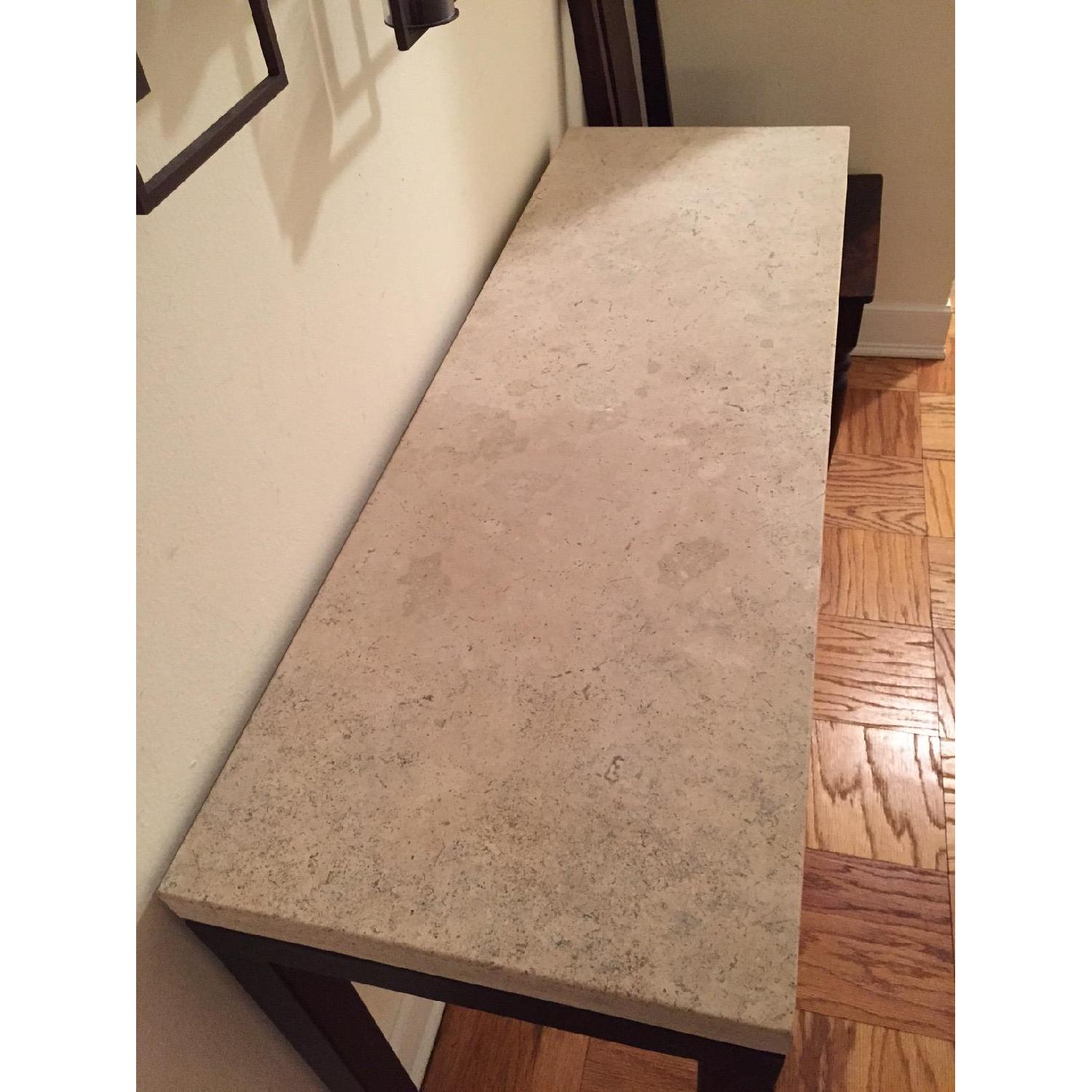 Crate & Barrel Parsons Console Table with Marble Travertine Top AptDeco