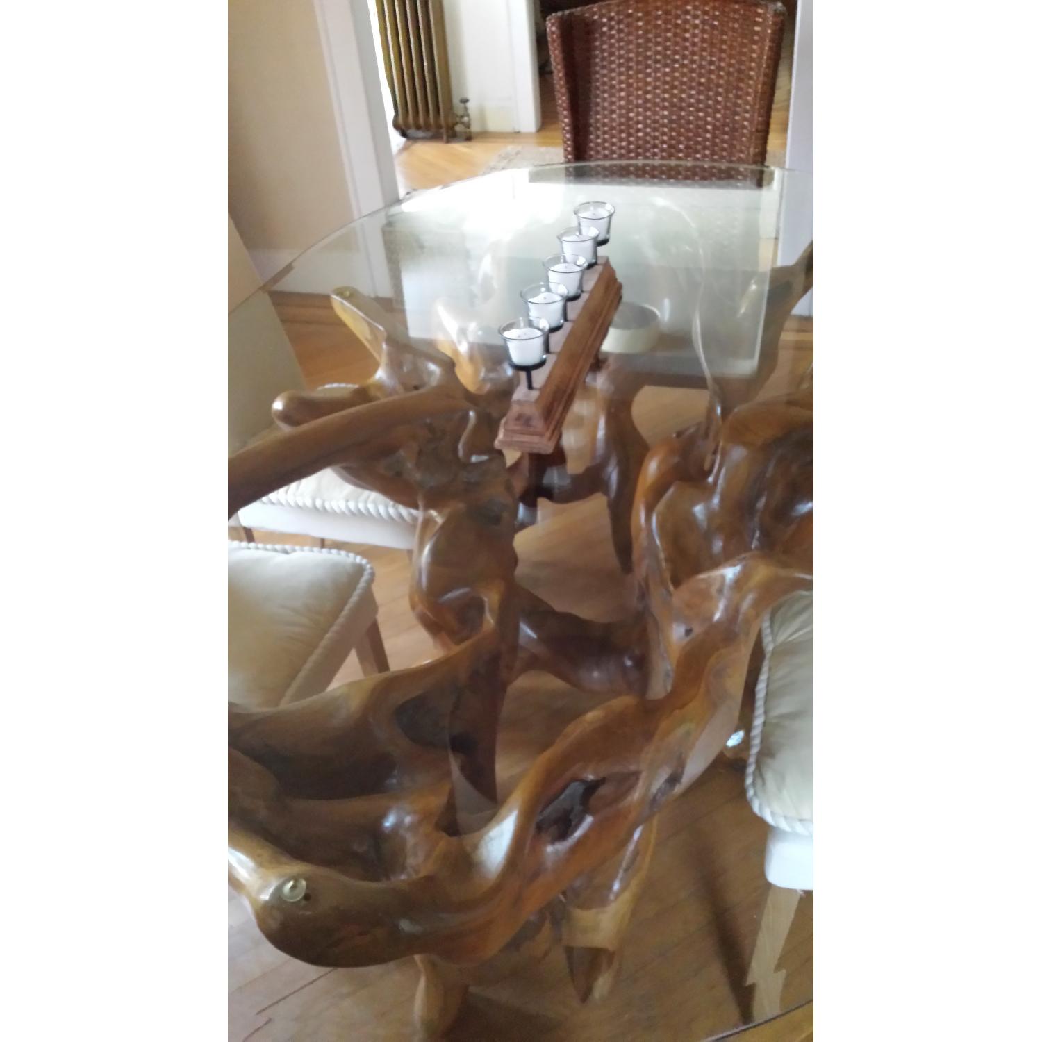 Rustic Wood Table with Glass Top AptDeco