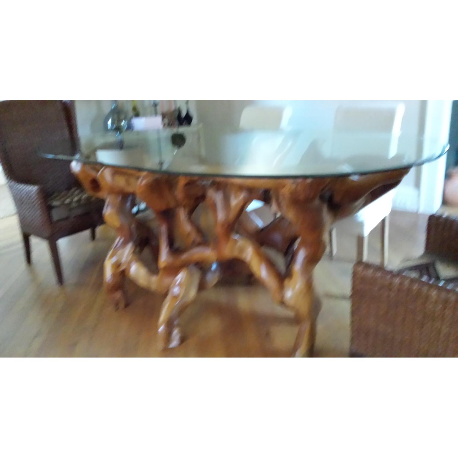 Rustic Wood Table with Glass Top AptDeco