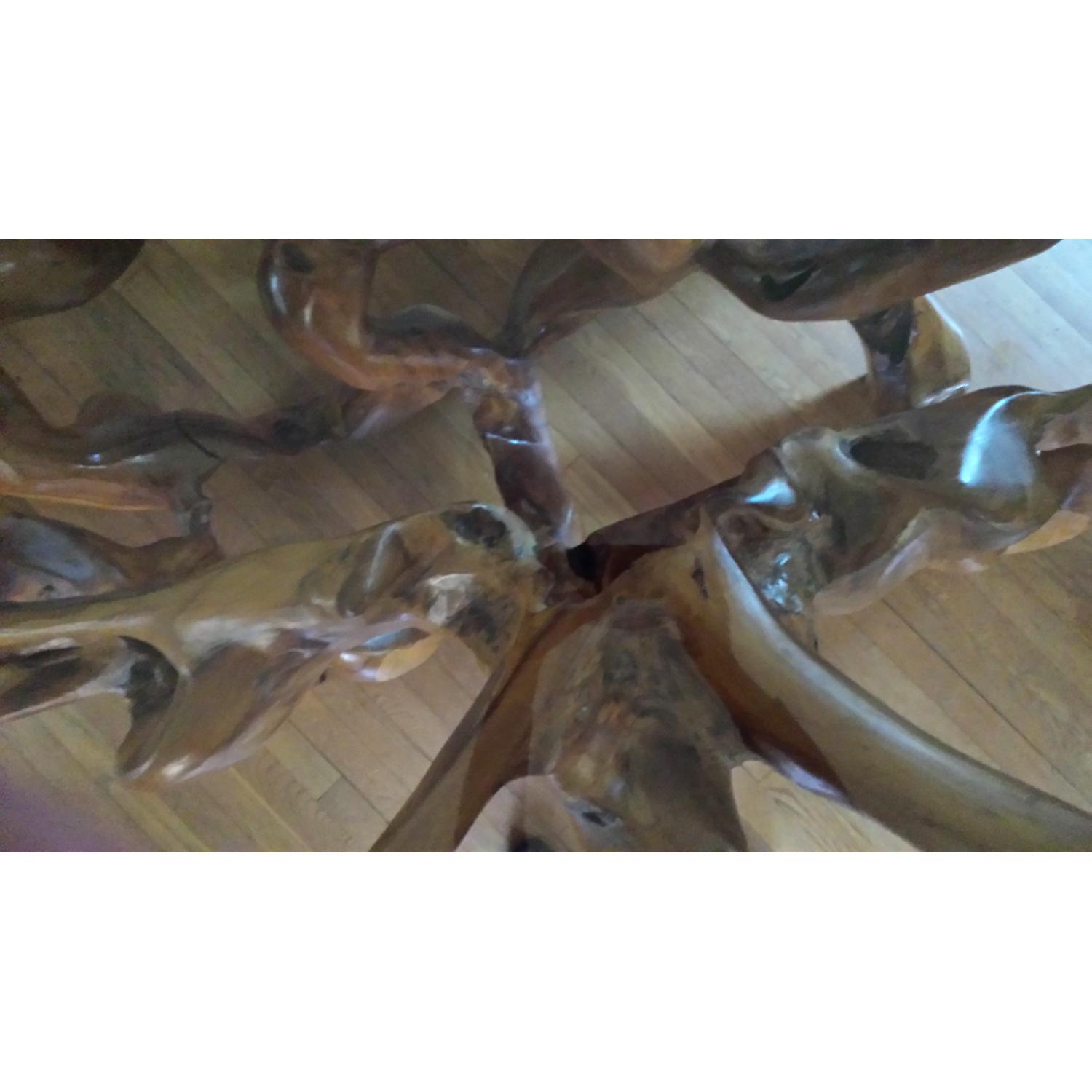 Rustic Wood Table with Glass Top AptDeco