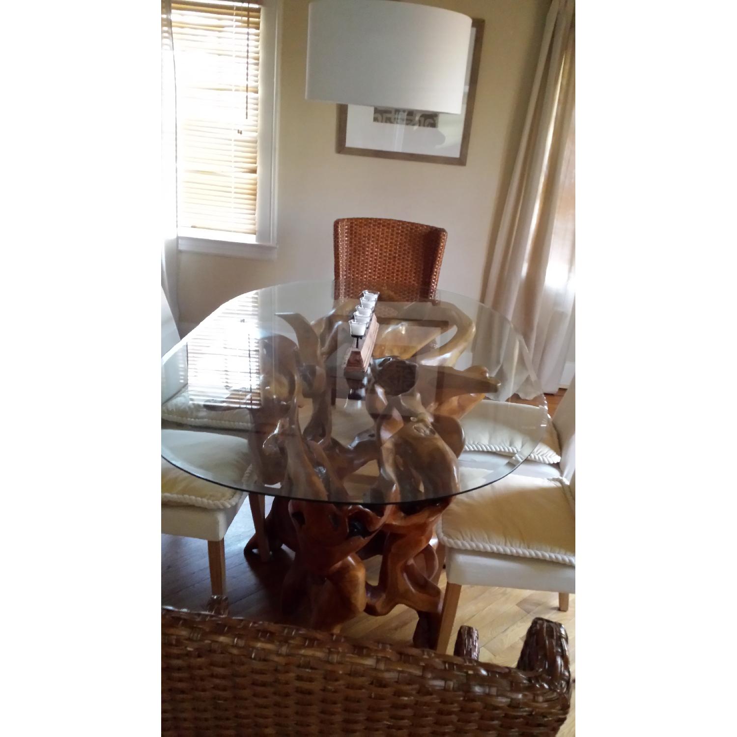 Rustic Wood Table with Glass Top - image-7