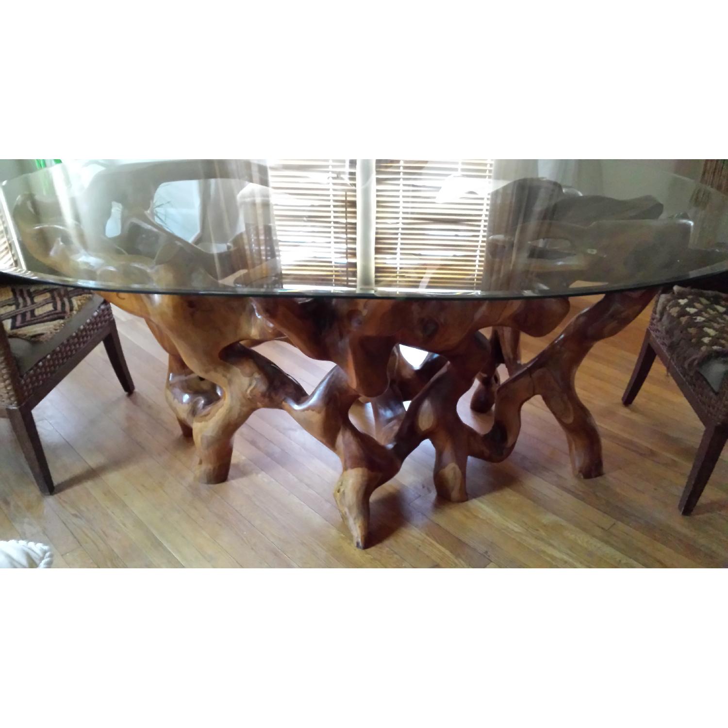 Rustic Wood Table with Glass Top - image-8